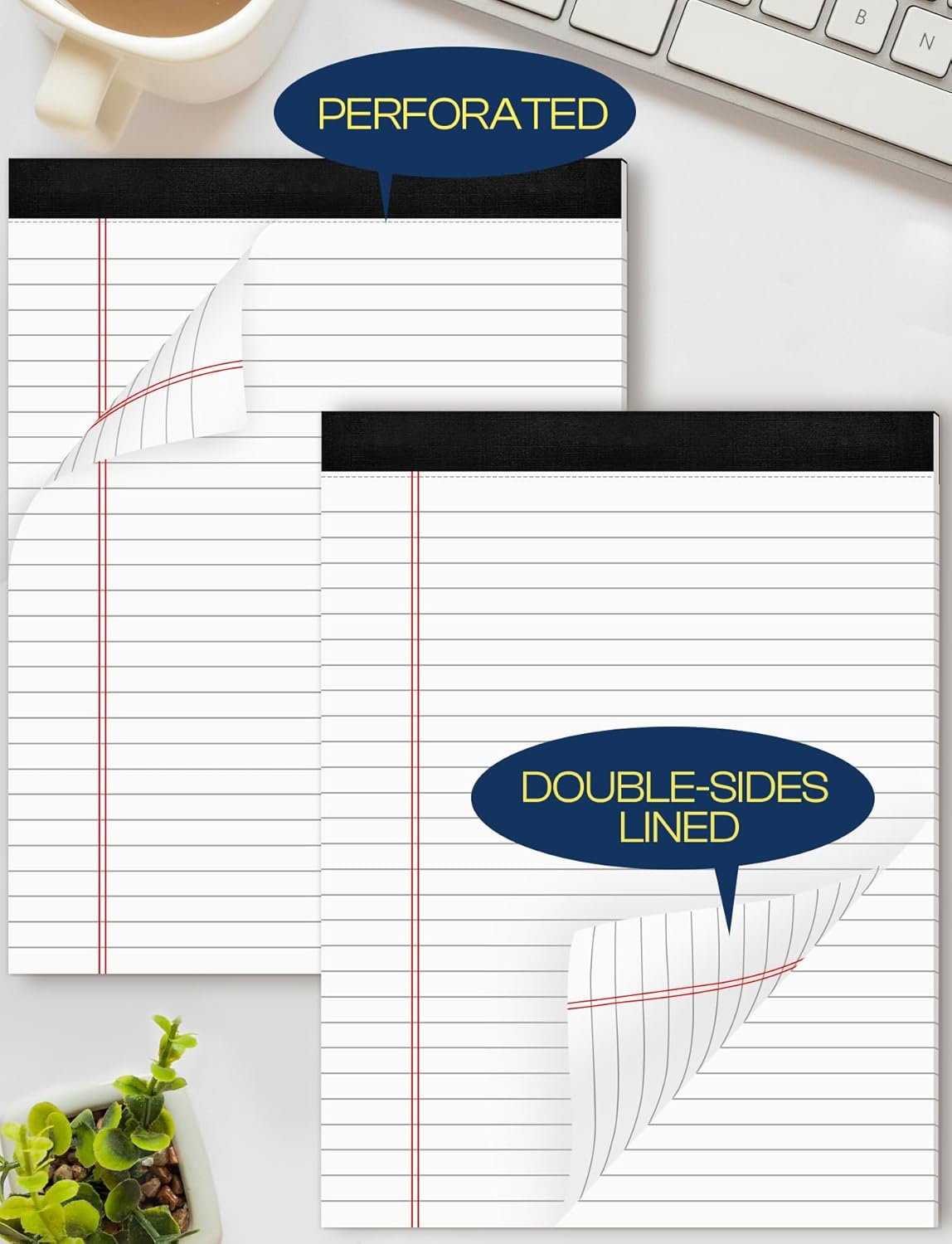 Legal Pads 8.5 x 11 White Note Pads Paper 8-1/2 x 11 Lined Paper Pad 8.5 x 11 White Legal Pad 6 Pack Notepads 8.5 x 11 Lined Writing Pads of Paper 8.5 x 11 Notepad White Paper Pads 30 Sheets/Pad
