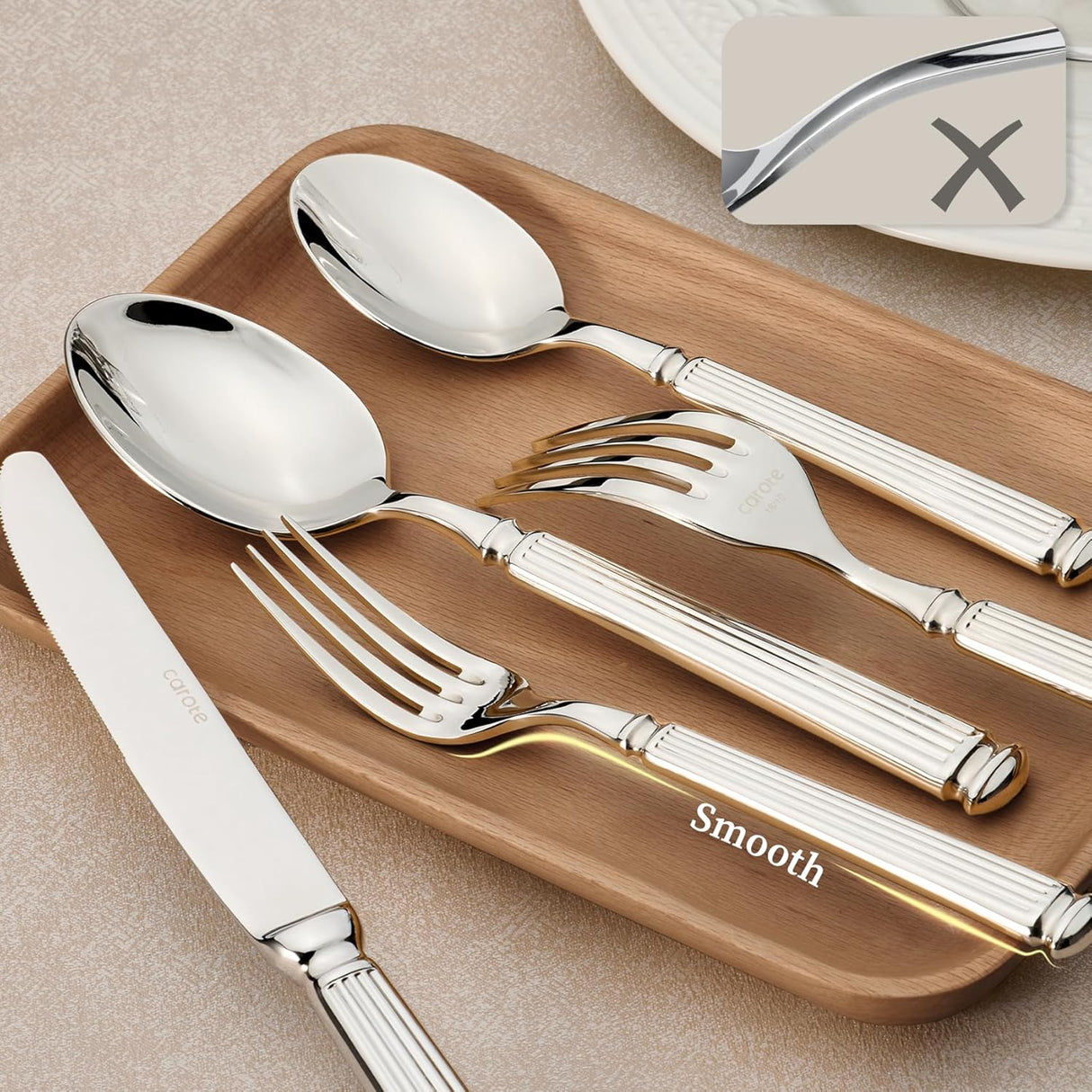 20 Pieces Silverware Set, Premium 18/10 Stainless Steel Flatware Set, Luxury Cutlery Set for 4, Dishwasher Safe for Home and Kitchen with Relief Patterns Handle, Party, Wedding, Silver