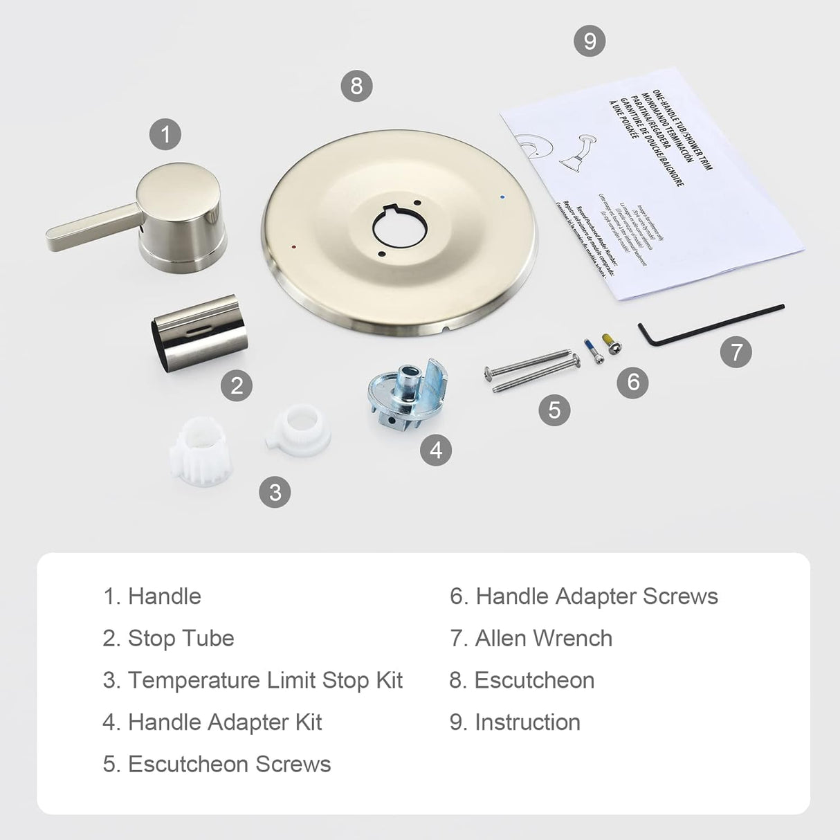 Shower and Tub Trim Kit, Compatible with Moen Posi-Temp Valve, Brushed Nickel