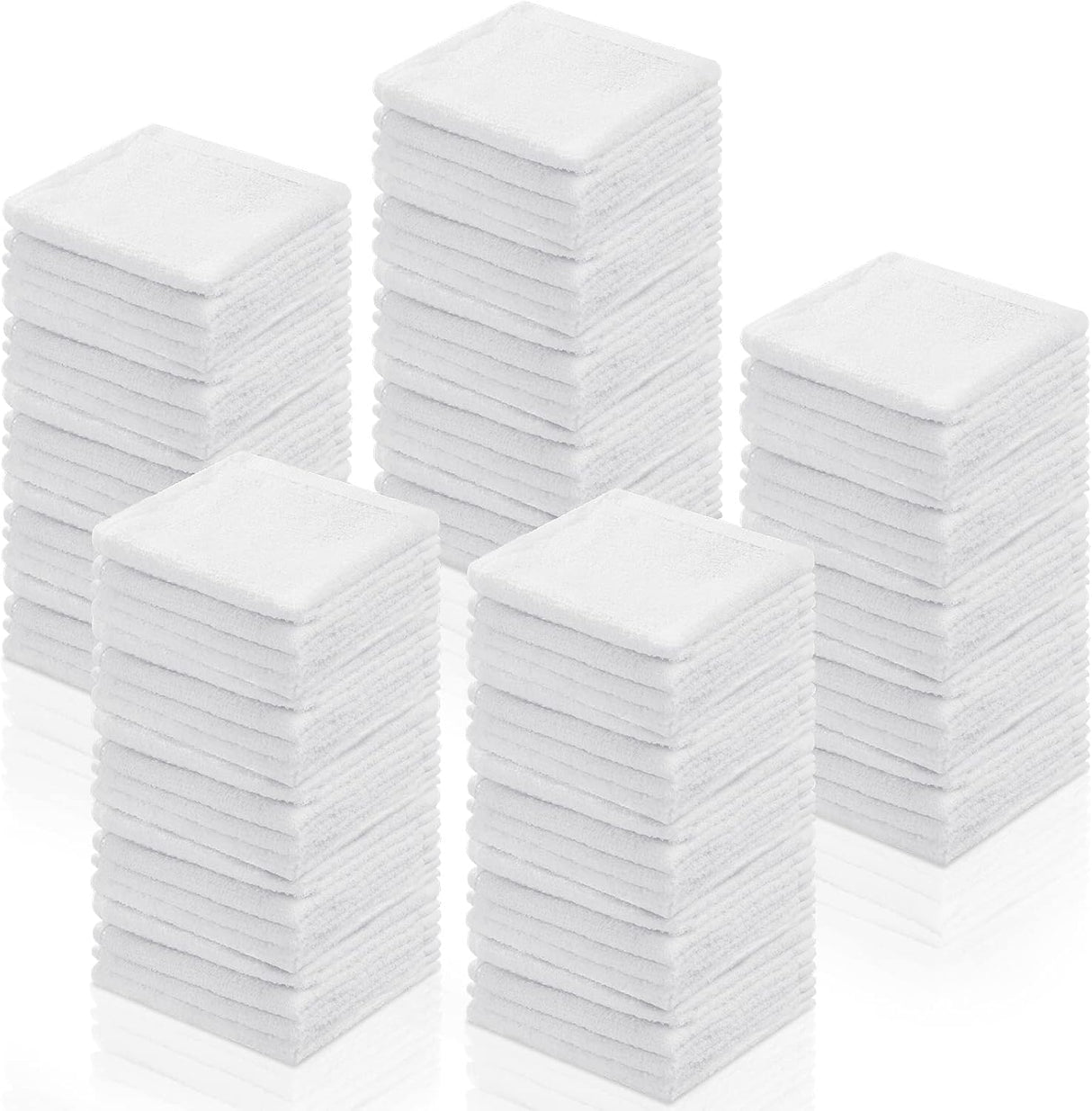 100 Pcs White Cleaning Cloths Bulk Reusable Cleaning Rags Cotton Washcloths Absorbent Dishcloths Small Kitchen Rags Soft Bath Towels for Housekeeping, 9.8 x 9.8 Inch