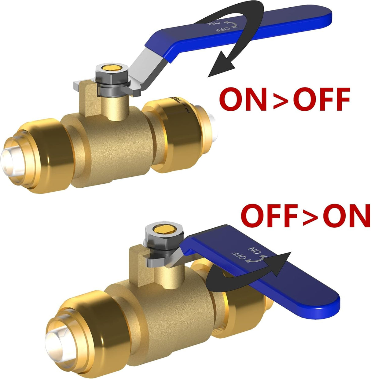 Brass Garden Hose Splitter (4 Way) + 1/2 Inch Push-Fit Full Port Ball Valve