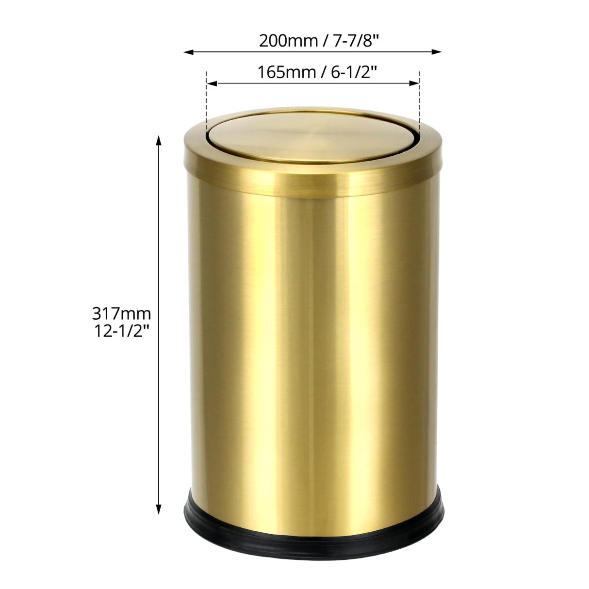 Antique Gold Trash Can, 2.4 Gallons Stainless Steel, Waterproof, Rustproof with Swing Lid