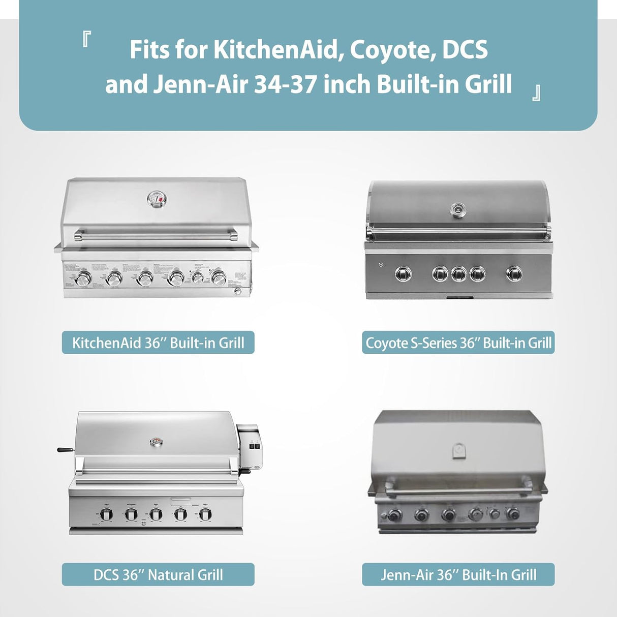 38'' Built-in Grill Cover for Coyote, DCS, Jenn-Air, KitchenAid, and Lynx, Waterproof & Windproof Island Grill Top Cover, 38" W x 28" D x 24" H