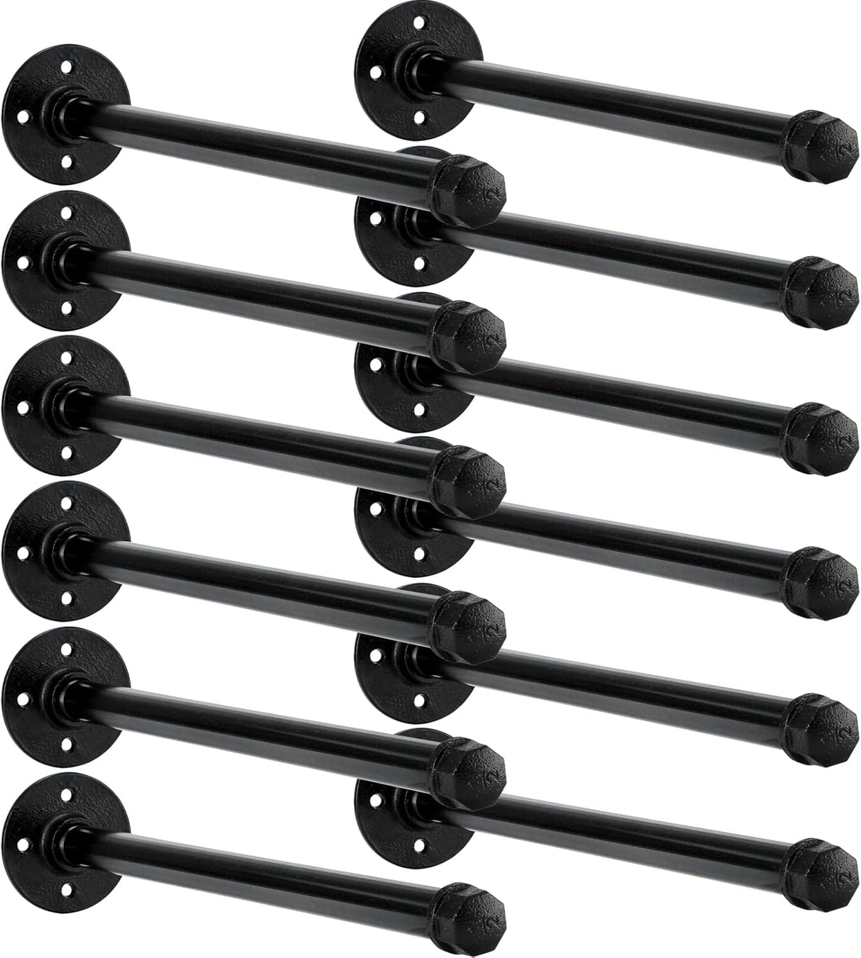 12 Set 12 Inch Industrial Pipe Clothing Rack with Screws Set Wall Mounted Industrial Pipe Clothes Bar Closet Poles for Hanging Clothes Black Clothes Hanging Rod for Retail Boutique Display
