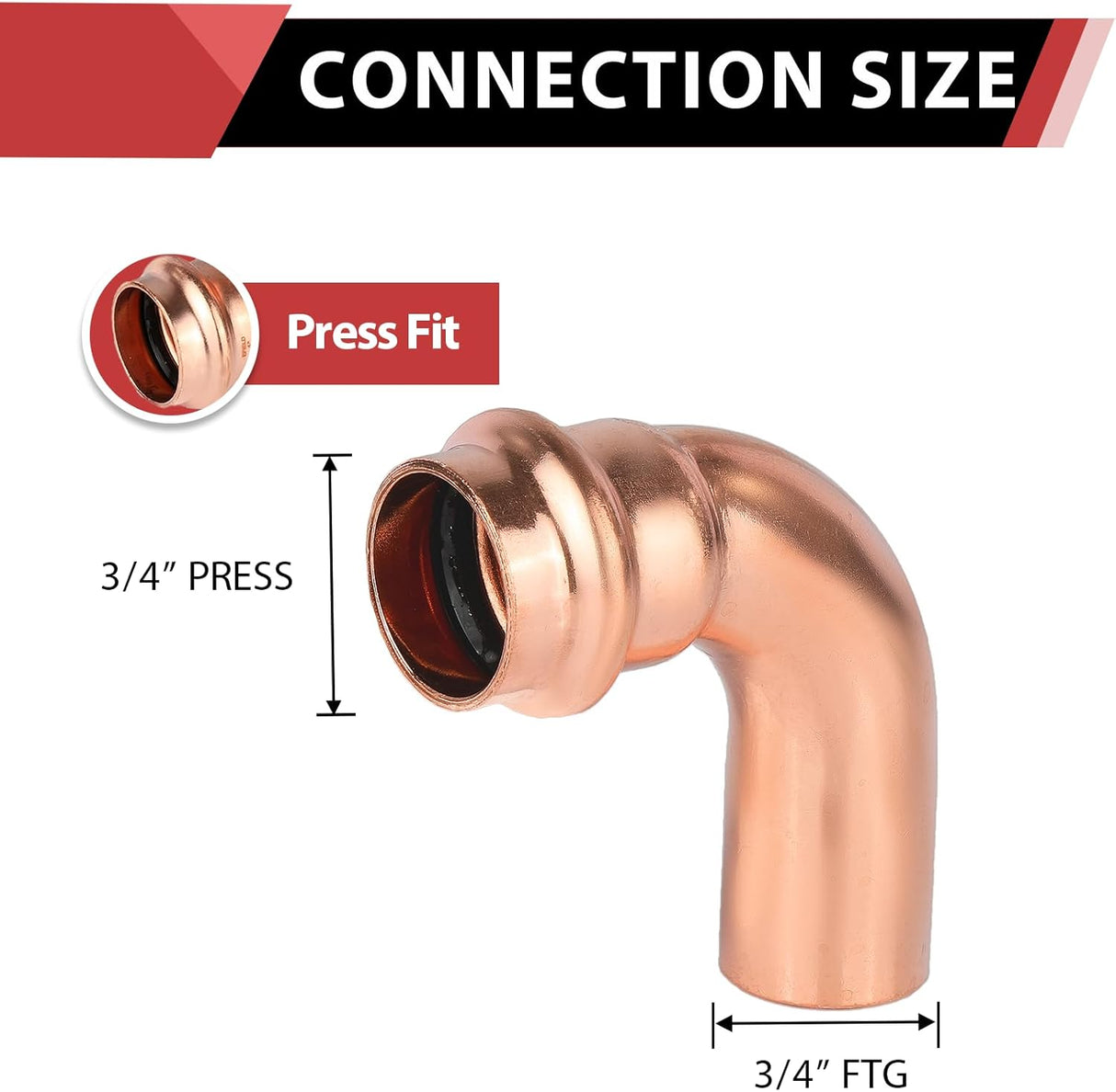 (Pack of 10) 3/4" x 3/4" Copper Press Fit 90 Degree Street Elbow Fittings For Copper Tube Connection (3/4-inch),(PRESS035)