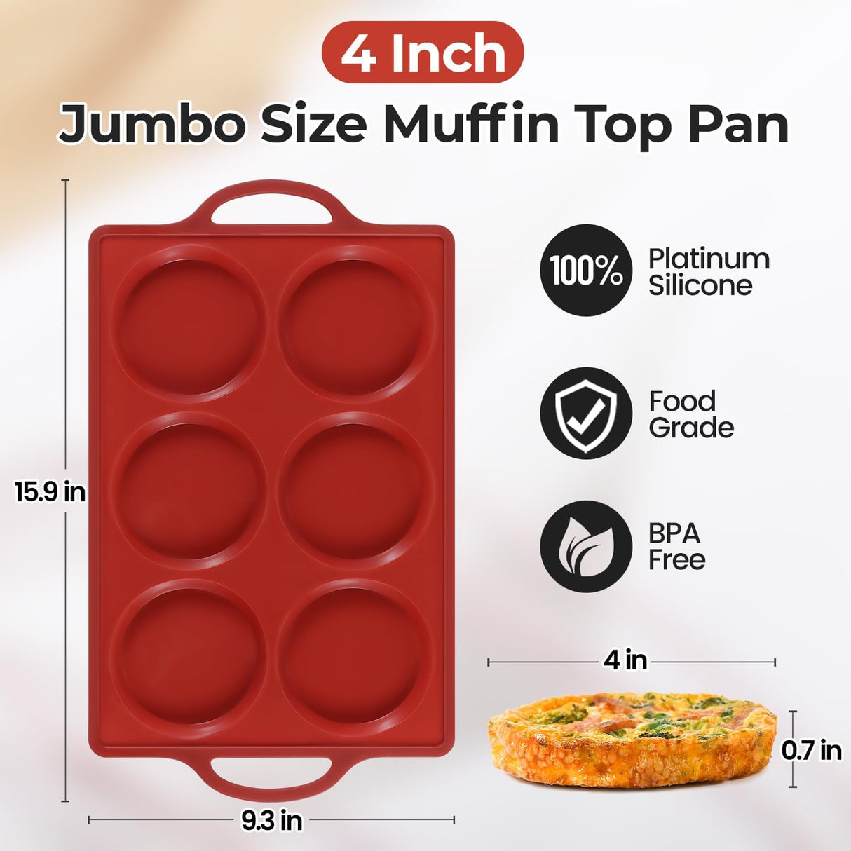 Silicone Muffin Top Pan & Metal Frame Round Egg Baking Pan