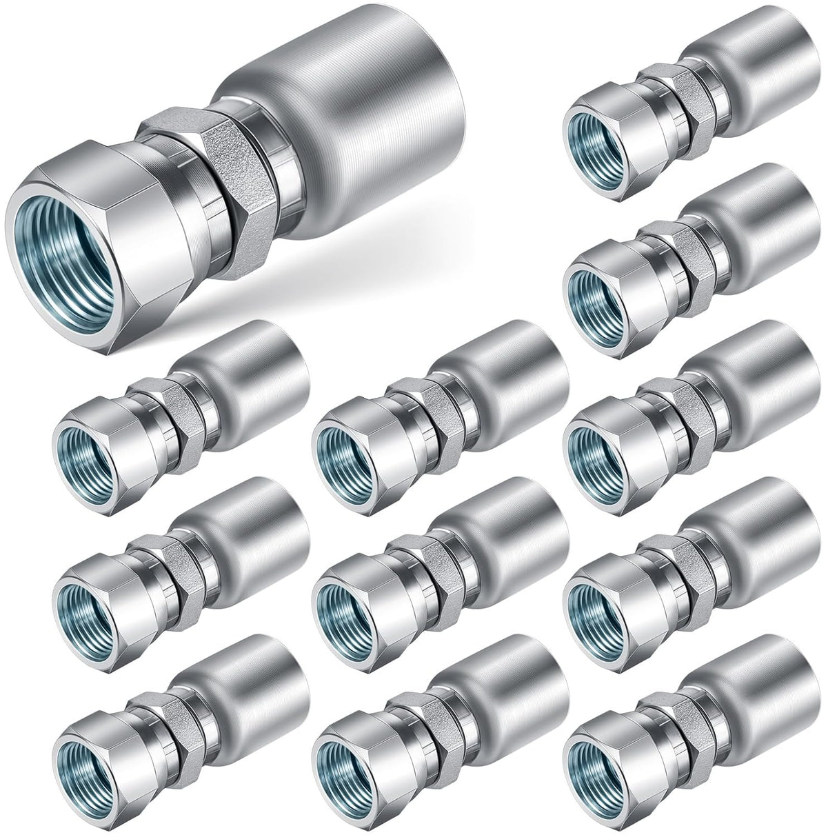 12 Pcs 3/8" Hose x 3/8" Jic 37° Hydraulic Hose Fittings Female Coupling End Swivel Crimp Hydraulic Fittings