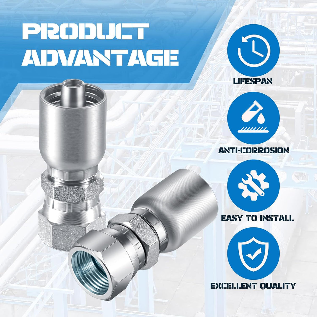 12 Pcs 3/8" Hose x 3/8" Jic 37° Hydraulic Hose Fittings Female Coupling End Swivel Crimp Hydraulic Fittings
