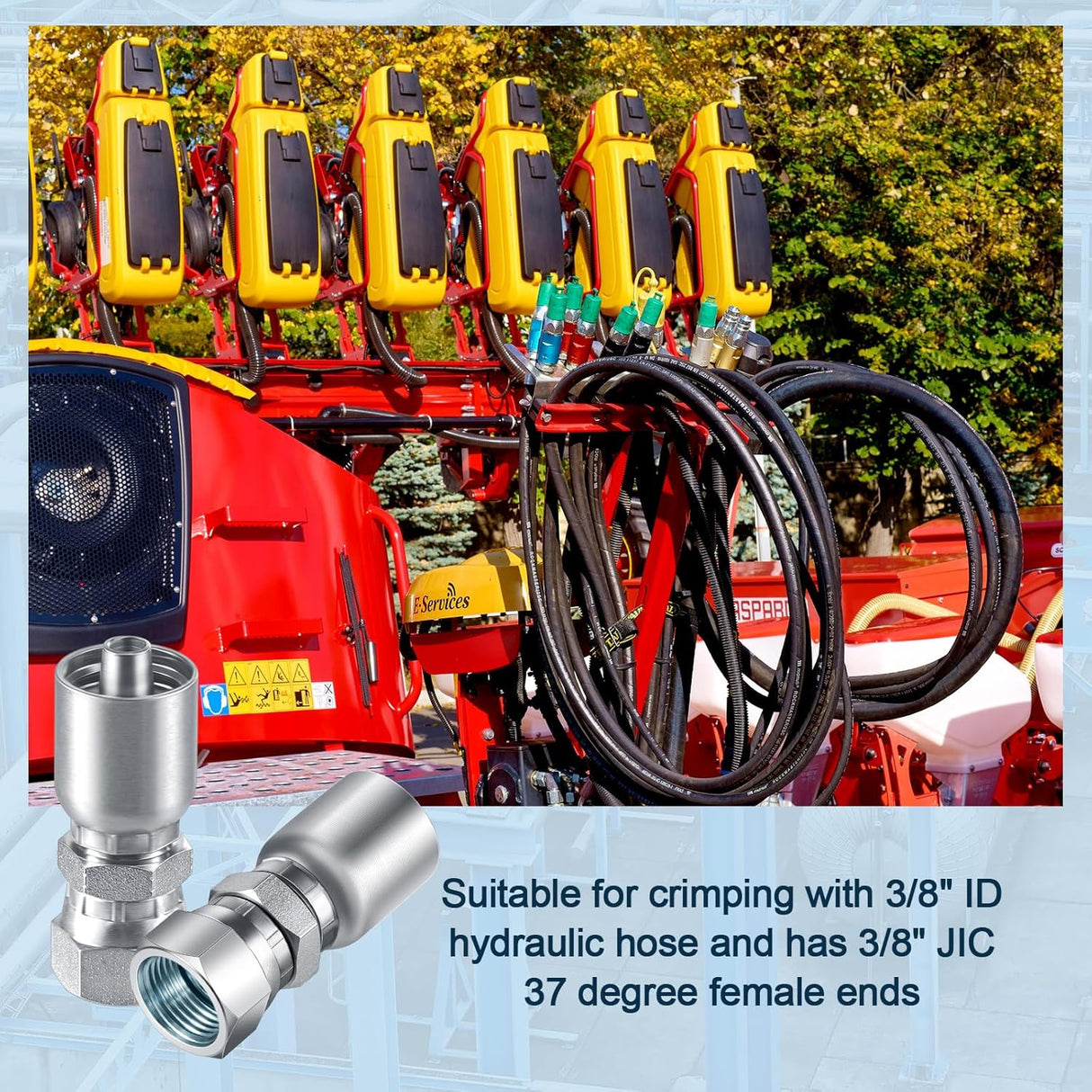 12 Pcs 3/8" Hose x 3/8" Jic 37° Hydraulic Hose Fittings Female Coupling End Swivel Crimp Hydraulic Fittings