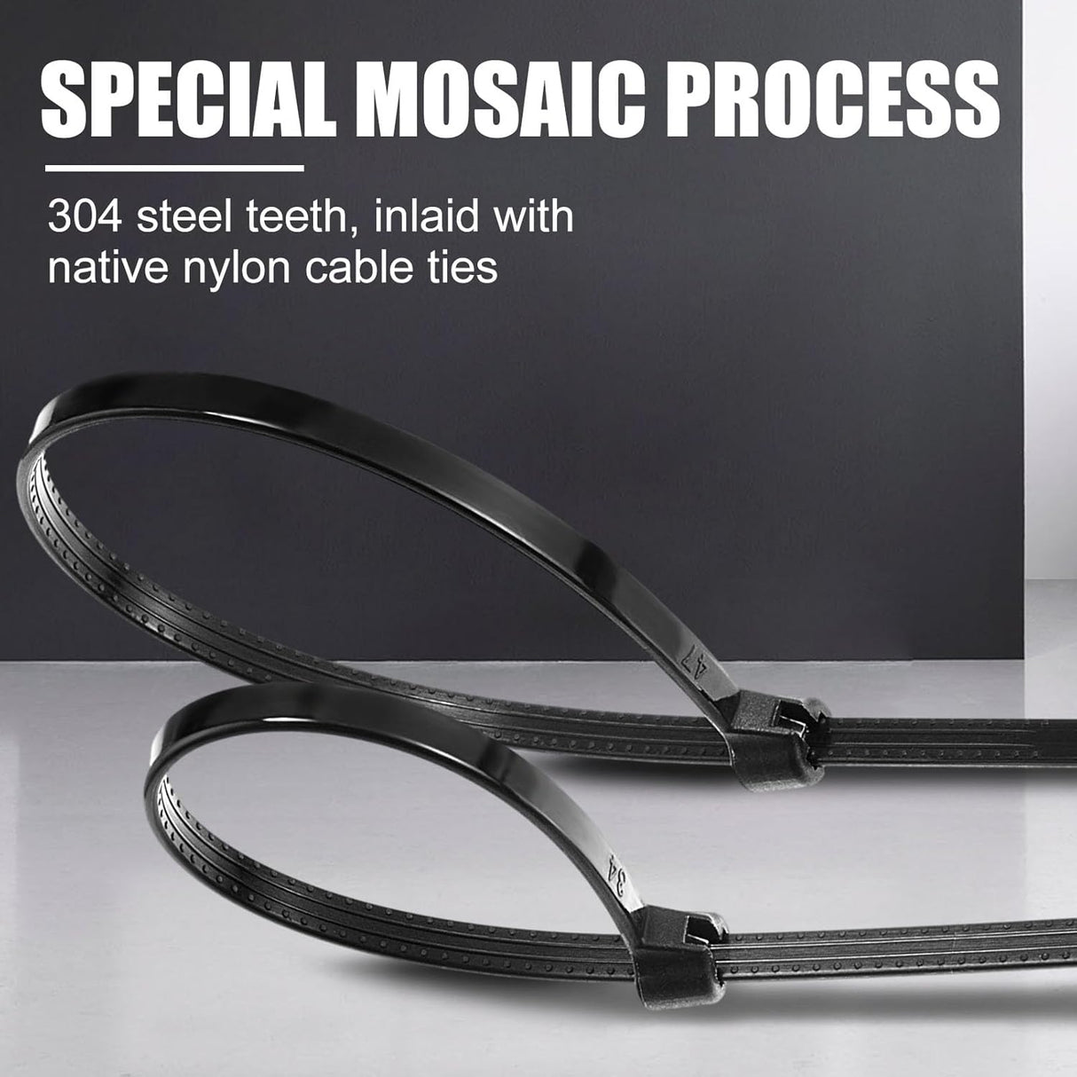 1000 Pcs Cable Zip Ties with Metal Tooth Stainless Steel Locking Device, 7 Inch Black Cable Ties, 45 Lbs Tensile Strength, UV Resistant Wire Wraps Multi Purpose for Industrial Indoor Outdoor Use