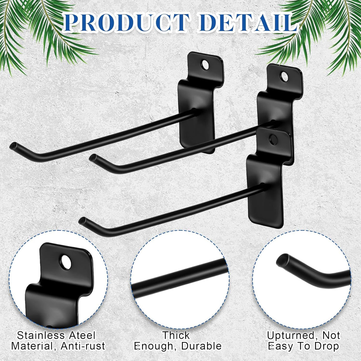 200 Pcs 6 Inches Slatwall Hooks Accessories Black Slat Wall Hanging Hangers Metal Retail Hooks Shelf Brackets Pegs for Pegboard Garage Display