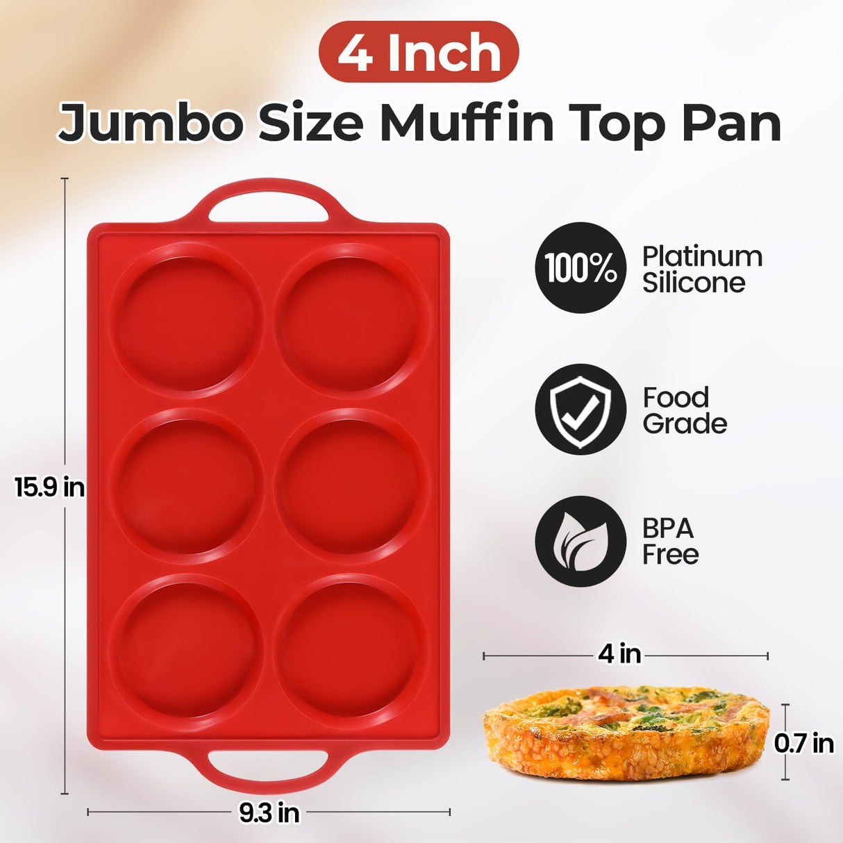 Silicone Muffin Top Pan & Metal Frame Round Egg Baking Pan
