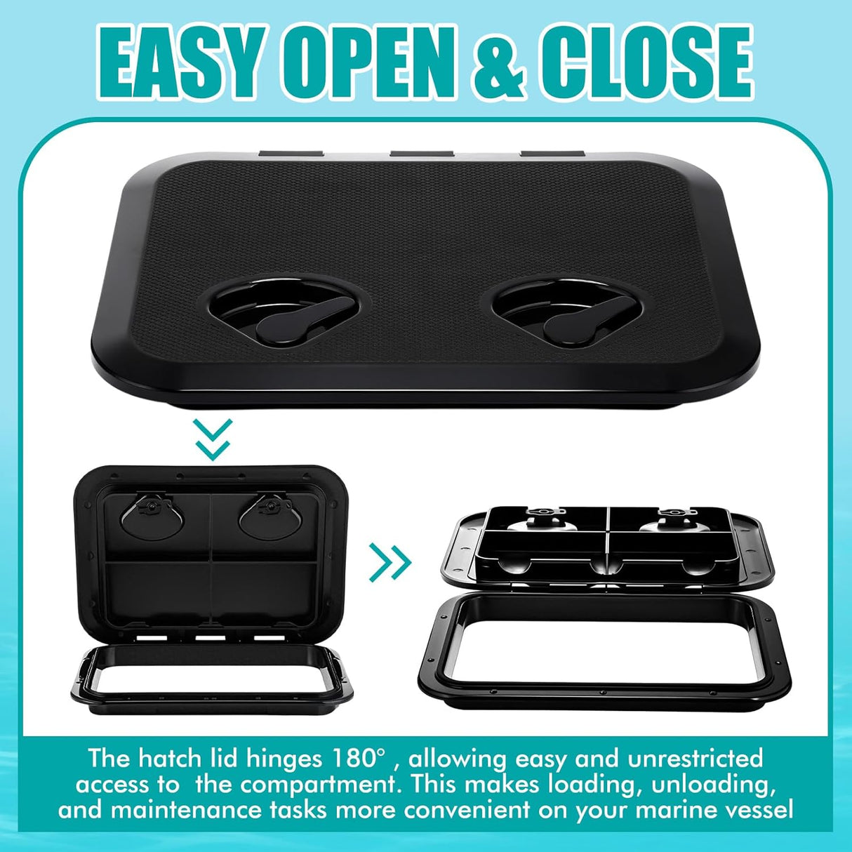 2 Pcs Marine Deck Access Hatch Rectangle Boat Deck Hatch & Lid with 20 Screws Non Slip Surface for Marine Yacht RV Truck Vent Accessories