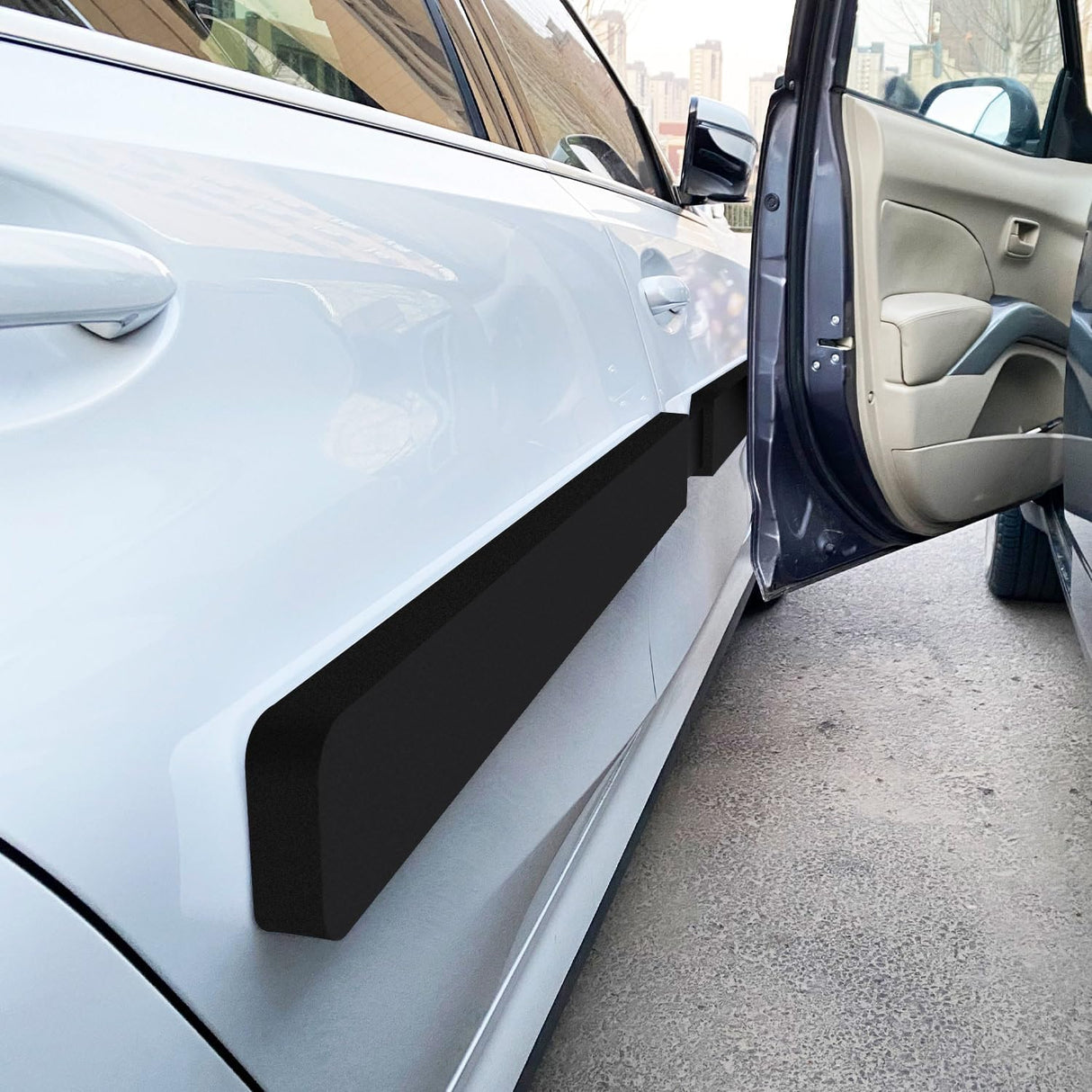 2 Pack Dent Prevent Car Door Protector 33.46 Inch Magnetic Removable Car Door Dent Protector Lengthen and Widen Prevents Scratches Dings, Black