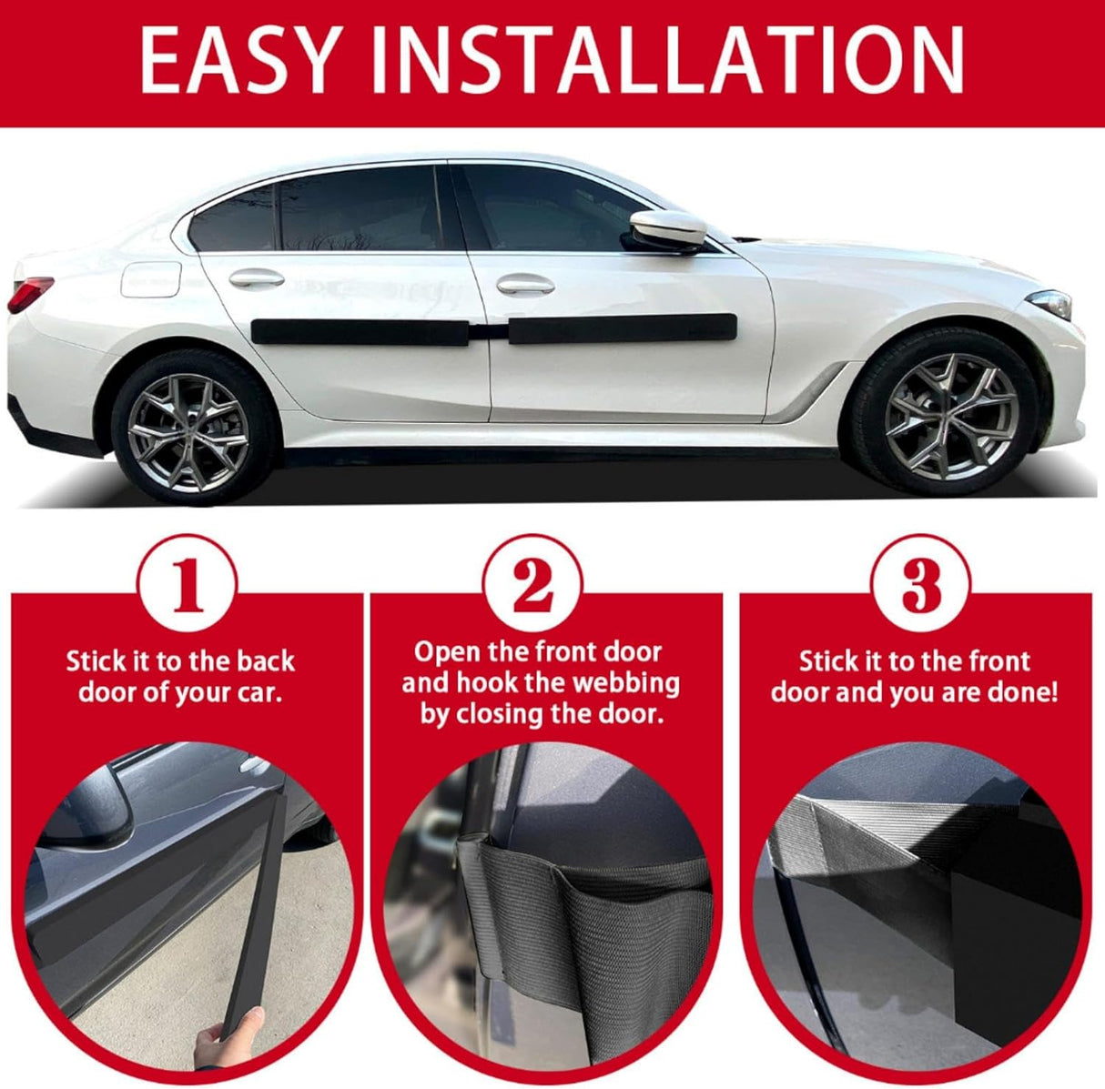 2 Pack Dent Prevent Car Door Protector 33.46 Inch Magnetic Removable Car Door Dent Protector Lengthen and Widen Prevents Scratches Dings, Black