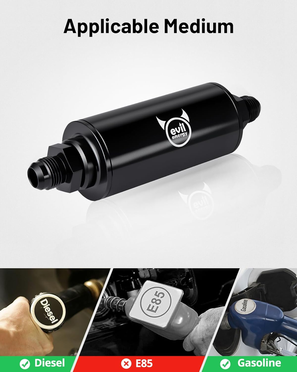 Inline Fuel Filter 10 Micron with 6AN 8AN 10AN Adapter&Bracket Clamp 50MM Universal