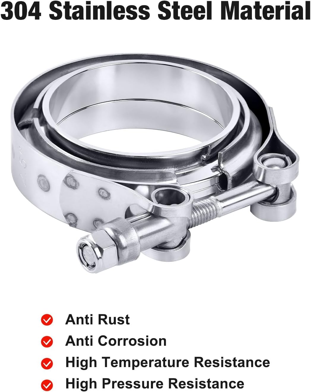 3.0 Inch V Band Clamp with Flange Male Female 304 Stainless Steel 4PCS