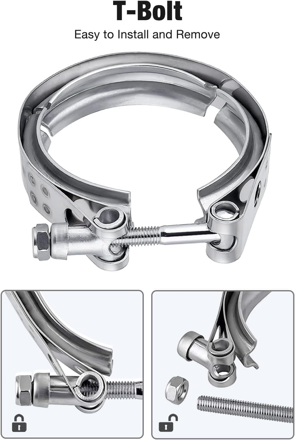 3.0 Inch V Band Clamp with Flange Male Female 304 Stainless Steel 4PCS