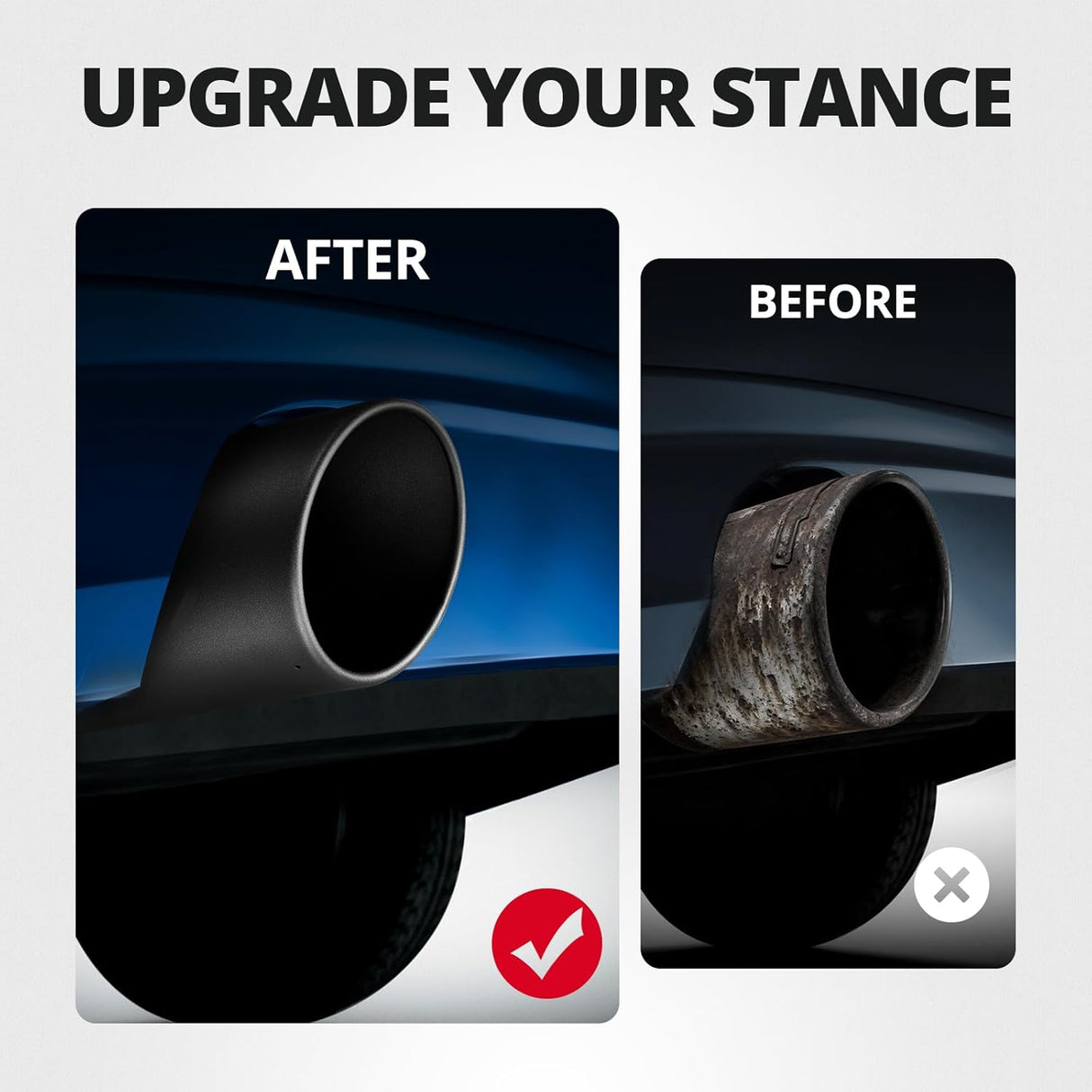 5" to 6" Diesel Exhaust Tip for Trucks, Universal Bolt-On, Black Powder Coated Stainless Steel, 15" Length