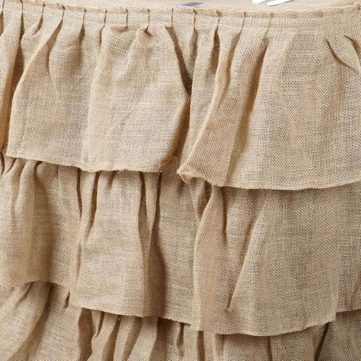 Efavormart 3 Tier Rustic Elegant Ruffled Burlap Table Skirt for Kitchen Dining Catering Wedding Party Decorations Events - 14 Ft