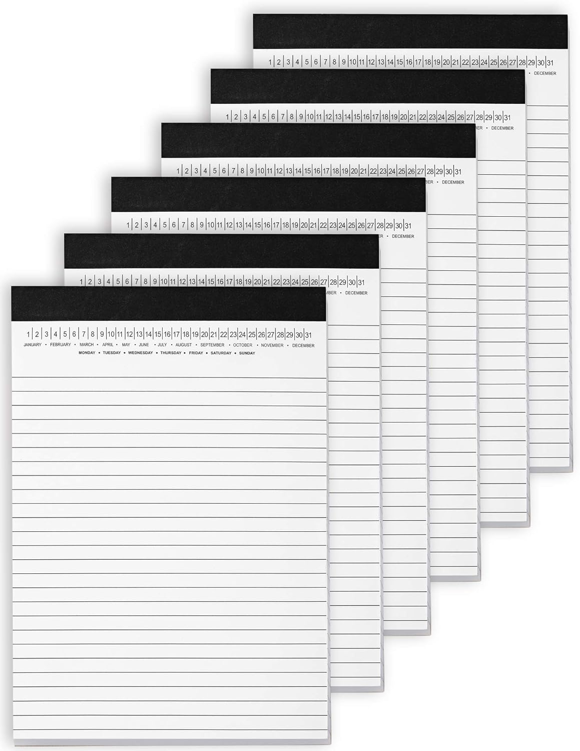 Small Legal Pads 5-3/4"x 8-1/2" Notepad with Date on Top, 50 Sheets, 6 Pack, White Lined Paper Mini Memo Pads, College Ruled Writing Pads for Office School
