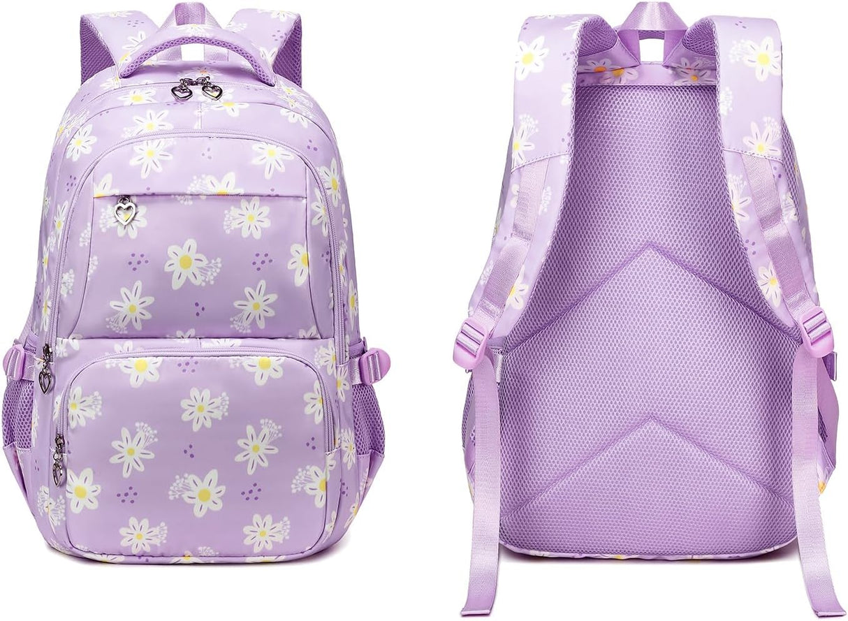 Backpack with Lunch Box for Teenage Girls Little Daisy School Book Bag and Lunch Bag Set for Kids