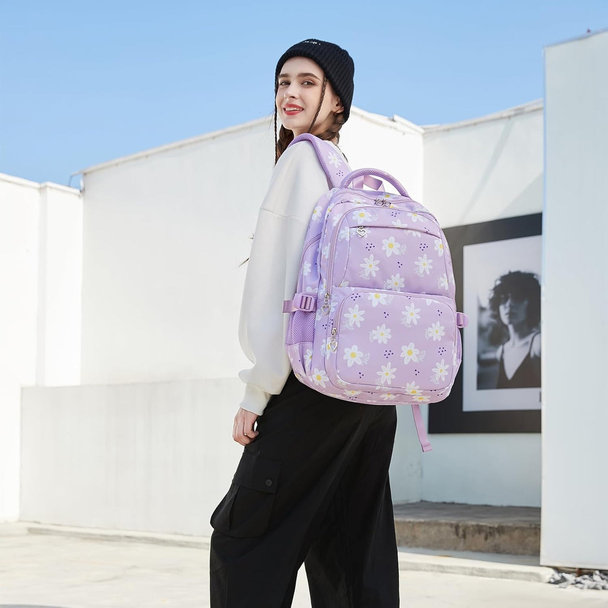 Backpack with Lunch Box for Teenage Girls Little Daisy School Book Bag and Lunch Bag Set for Kids