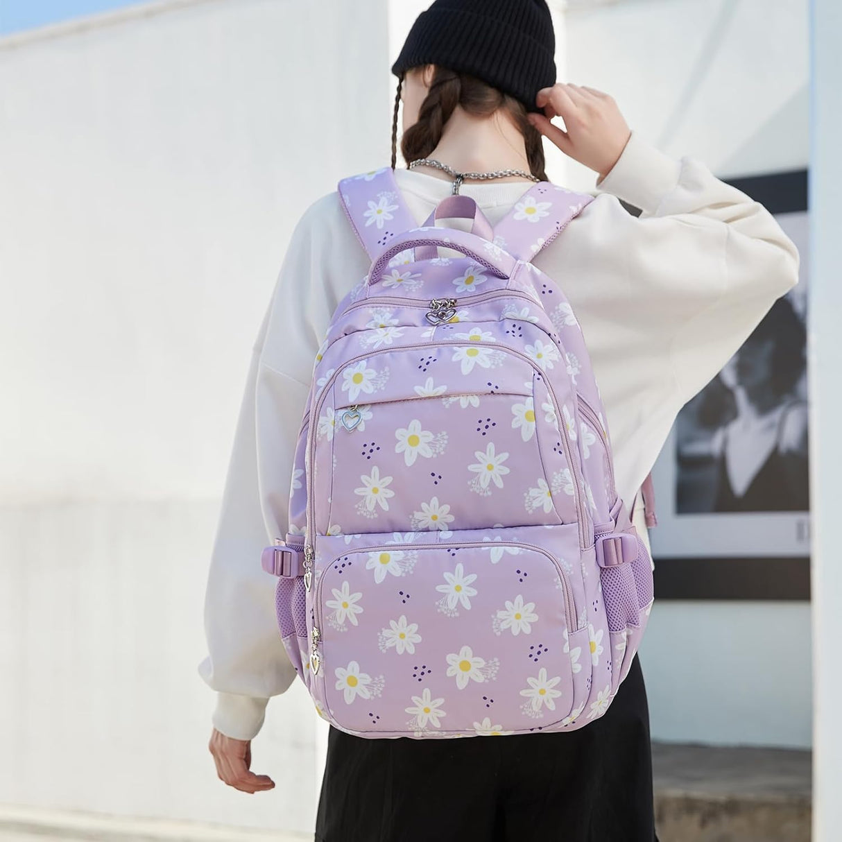Backpack with Lunch Box for Teenage Girls Little Daisy School Book Bag and Lunch Bag Set for Kids