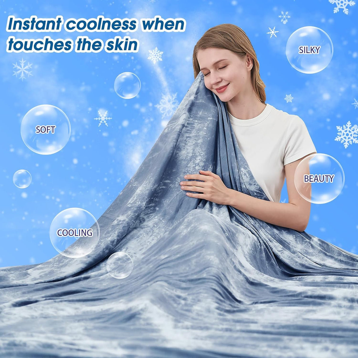 Cooling Blanket King Size for Hot Sleepers Light Blue