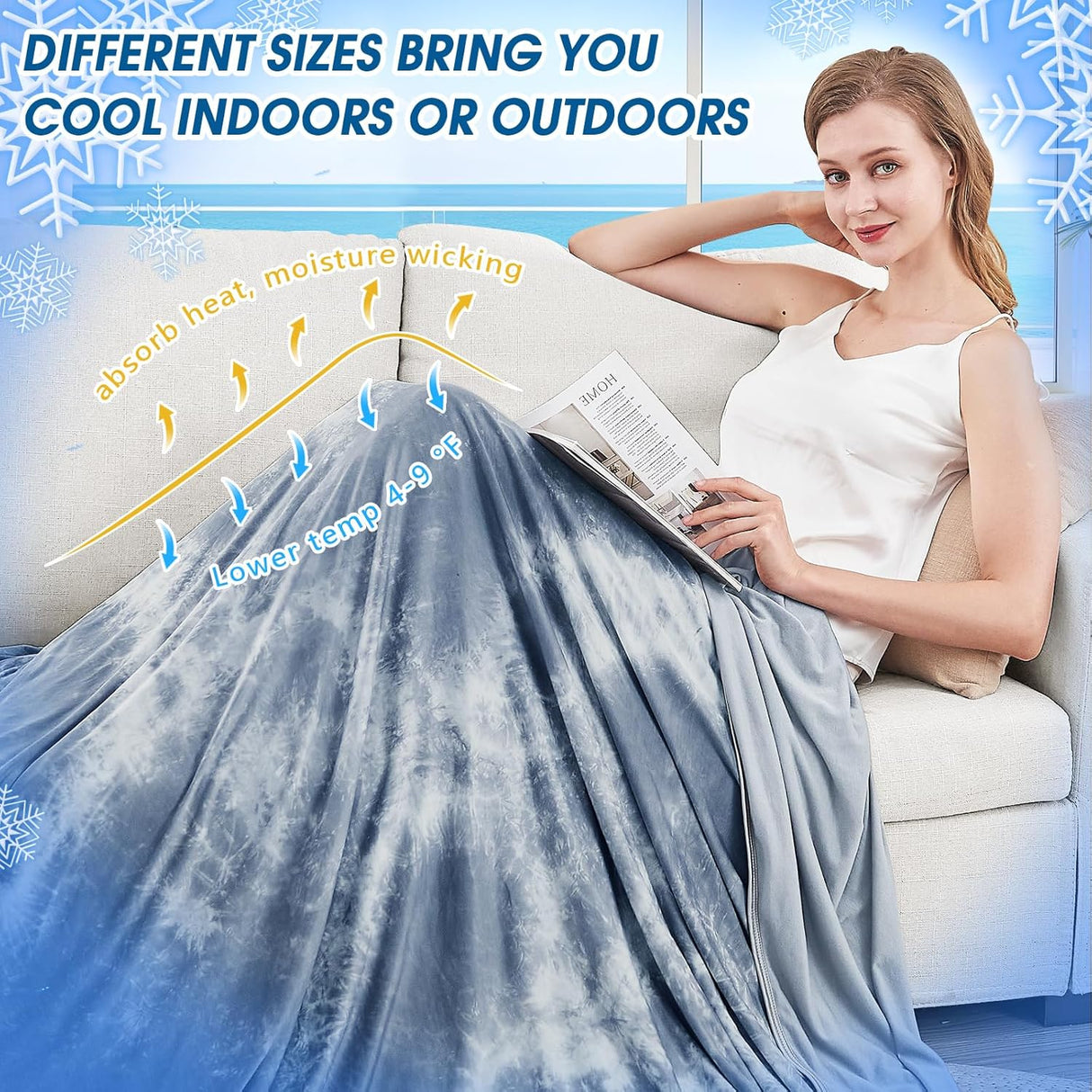 Cooling Blanket King Size for Hot Sleepers Light Blue