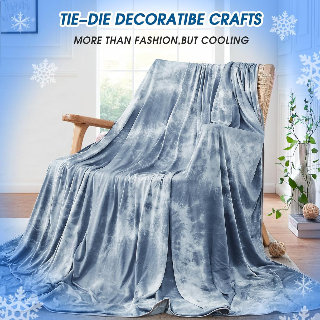Cooling Blanket King Size for Hot Sleepers Light Blue