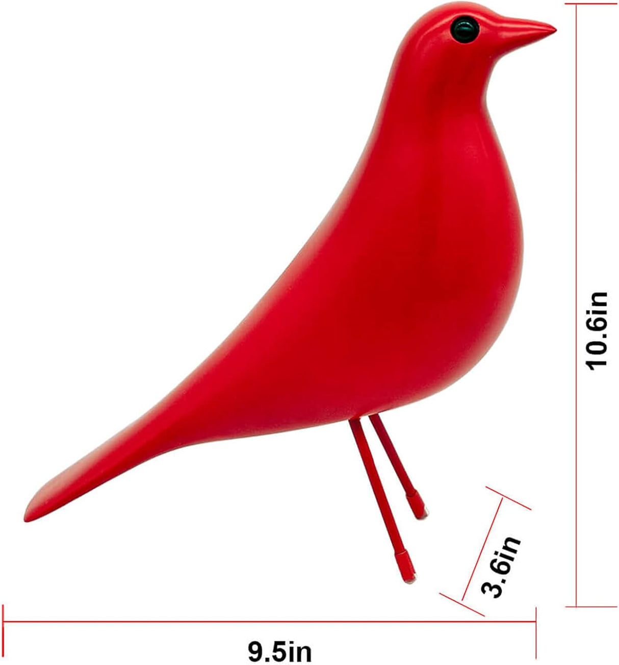 Mid Century House Bird - Sculpture Replica,Mid Century Desk Modern Decor, Pigeon for Desk, Mid Century Decor Statue(Red)