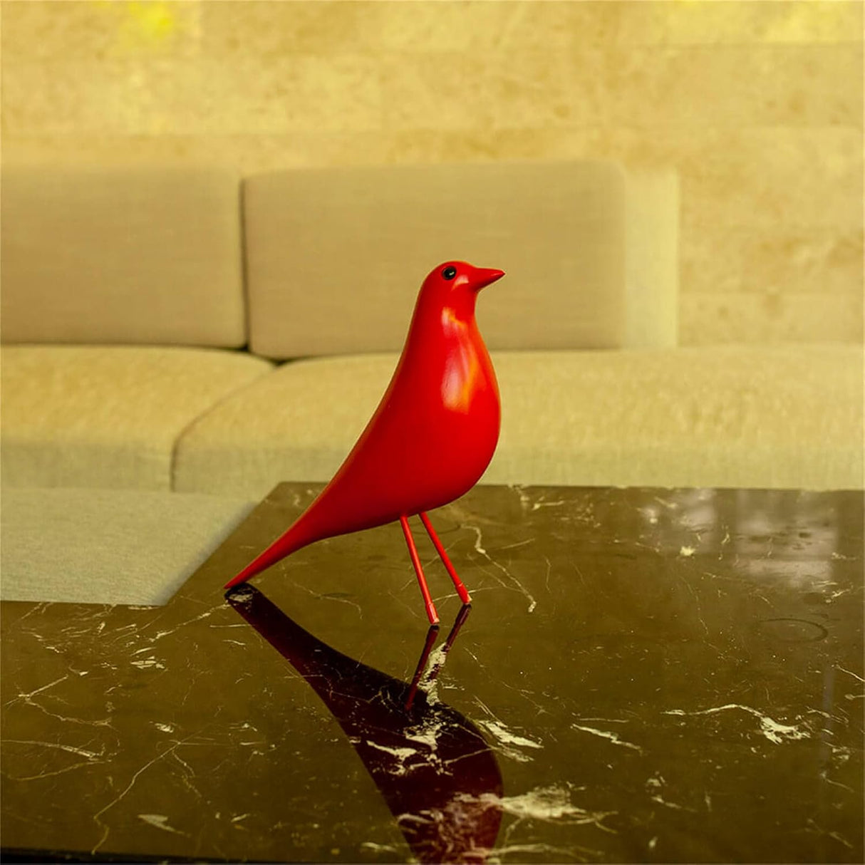 Mid Century House Bird - Sculpture Replica,Mid Century Desk Modern Decor, Pigeon for Desk, Mid Century Decor Statue(Red)