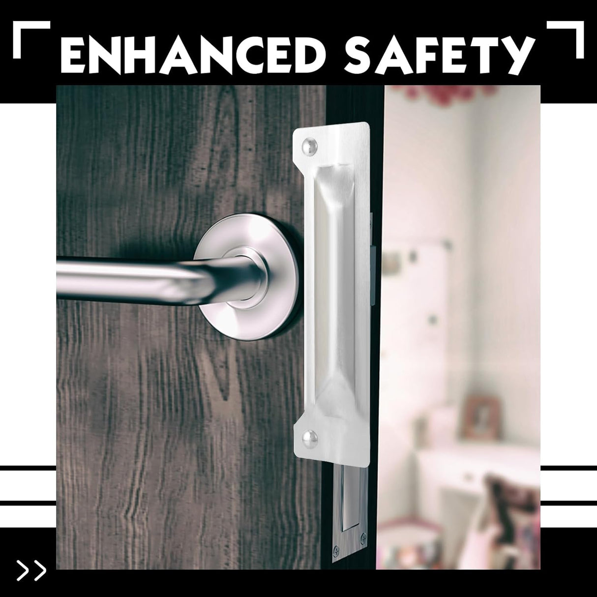 Landhoow 6 Pcs 3" x 11" Latch Guard Plate Cover Electroplated Carbon Steel Door Latch Cover Latch Protector Door Security Strike Plate Against Forced Entry Easy to Install for Outswinging Doors