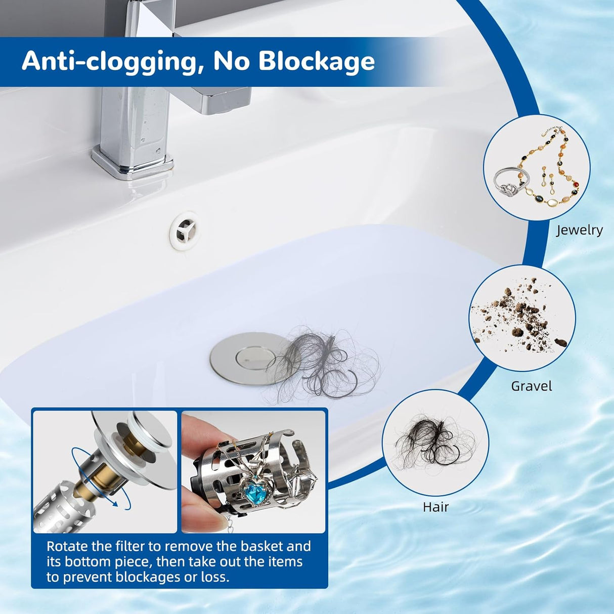 3 in 1 Bathroom & Kitchen Sink Drain Strainer