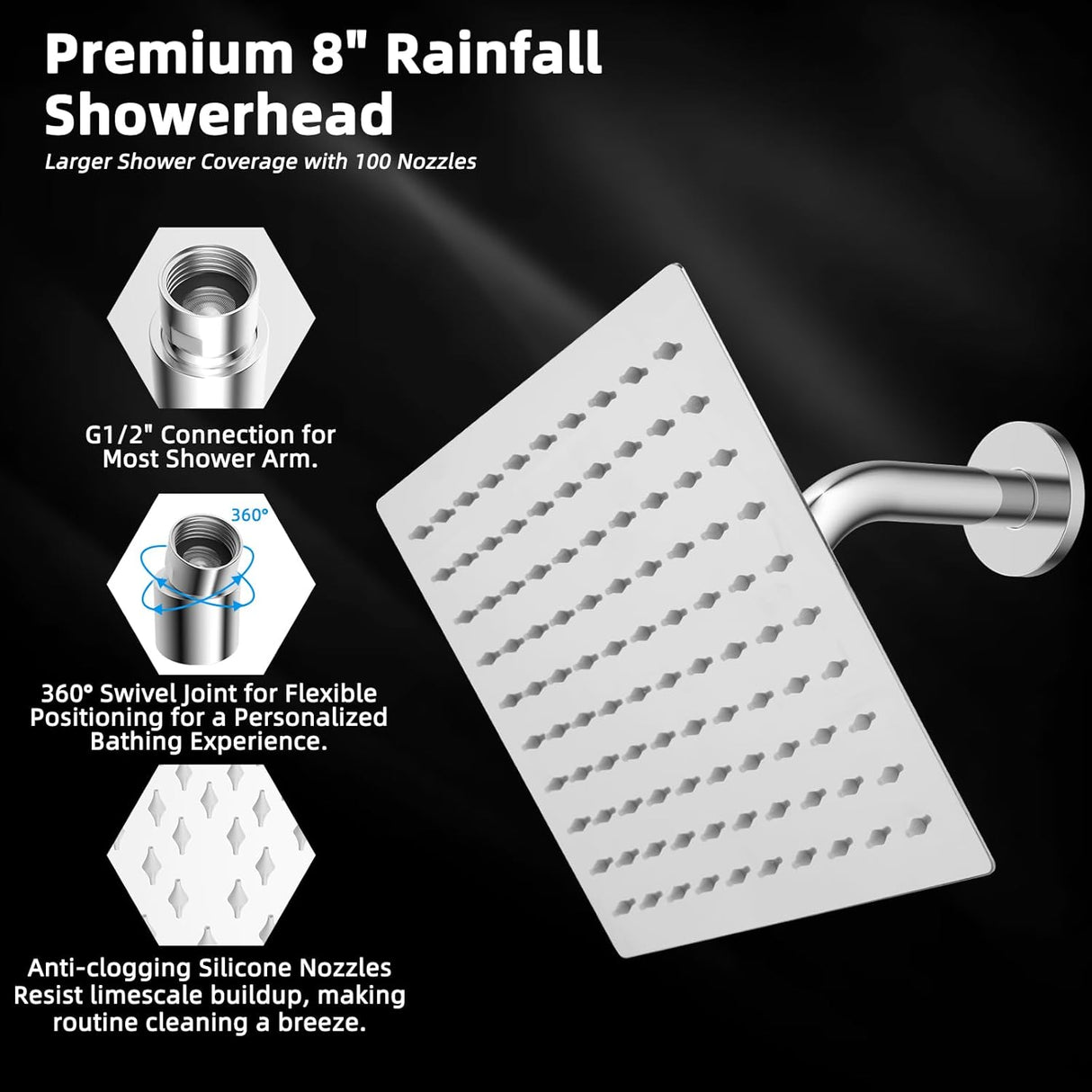 20" Showerhead with 8" Rainfall Showerhead