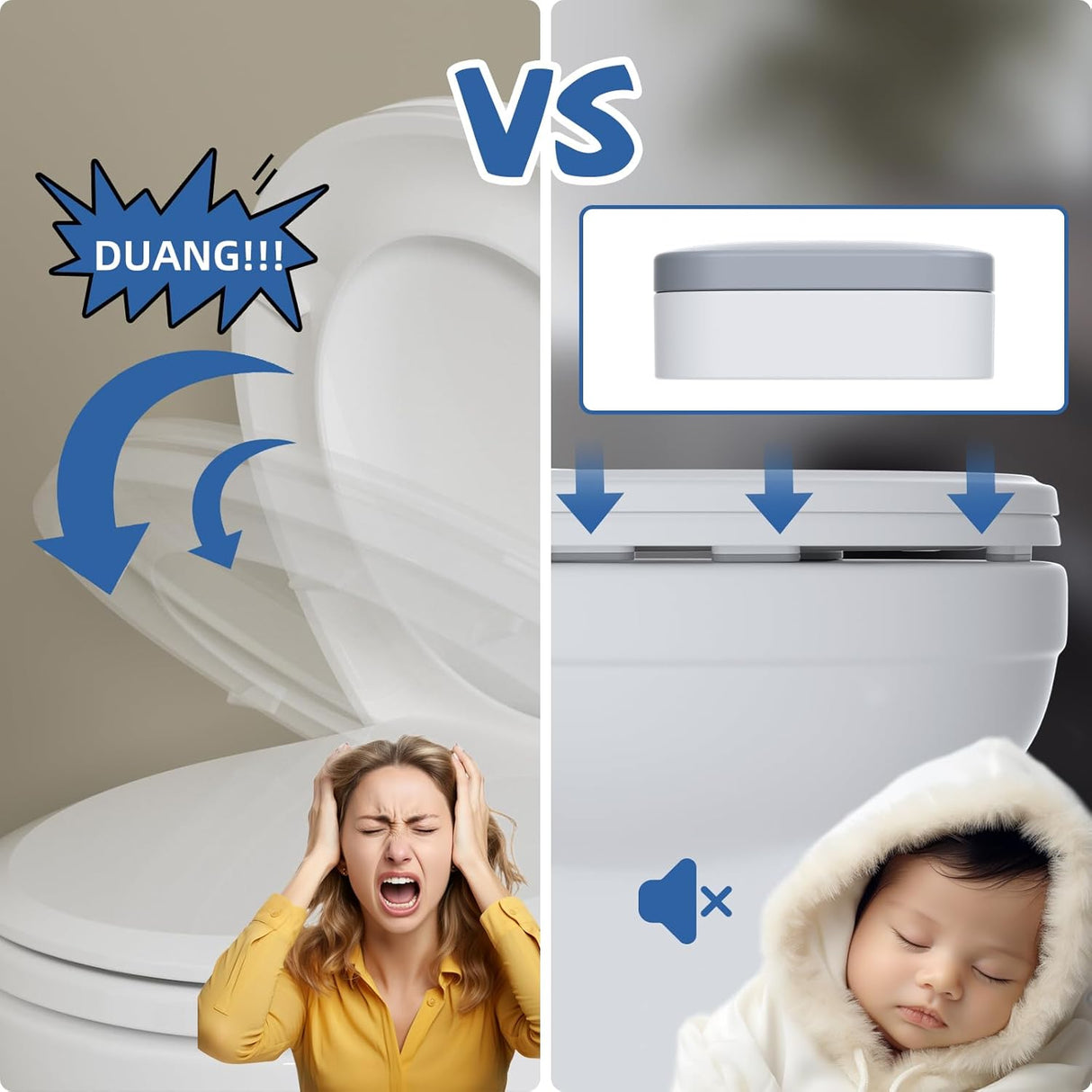Premium Elongated Toilet Seat with Toilet Seat Bumpers
