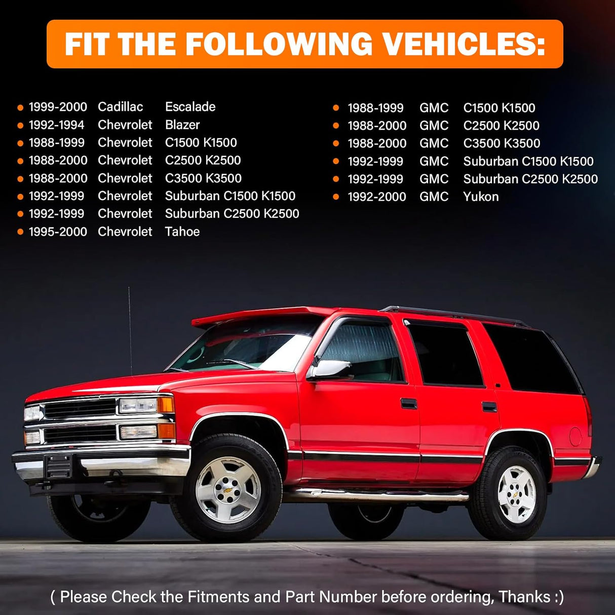 Exterior Door Handle w/Lock Cylinder & Keys for Chevy C1500 C2500 C3500 K1500 K2500 K3500 GMC Yukon Front/Rear Left & Right Chevrolet GMC Truck Door Handles Replace 15742229 15742230 15742233 15742234