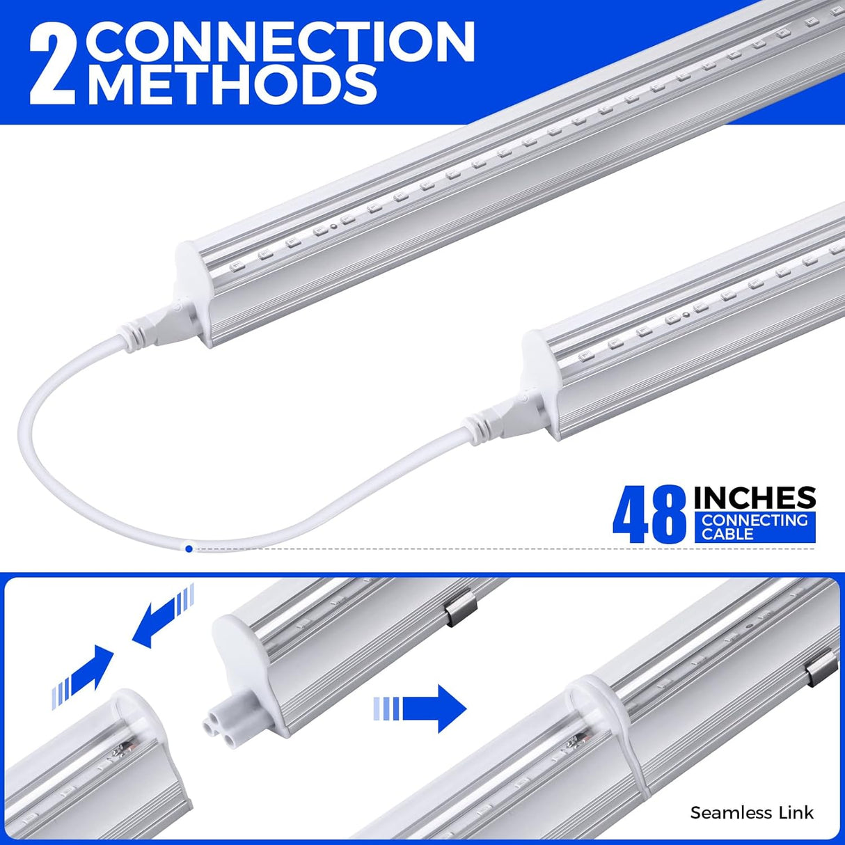 UV LED Blacklight Bar, 22W 4ft, T5 Integrated Bulb, Black Light Fixture for Blacklight Poster, Halloween Decorations and Christmas Party, Fun Atmosphere with Built-in on, Off Switch (4-Pack)