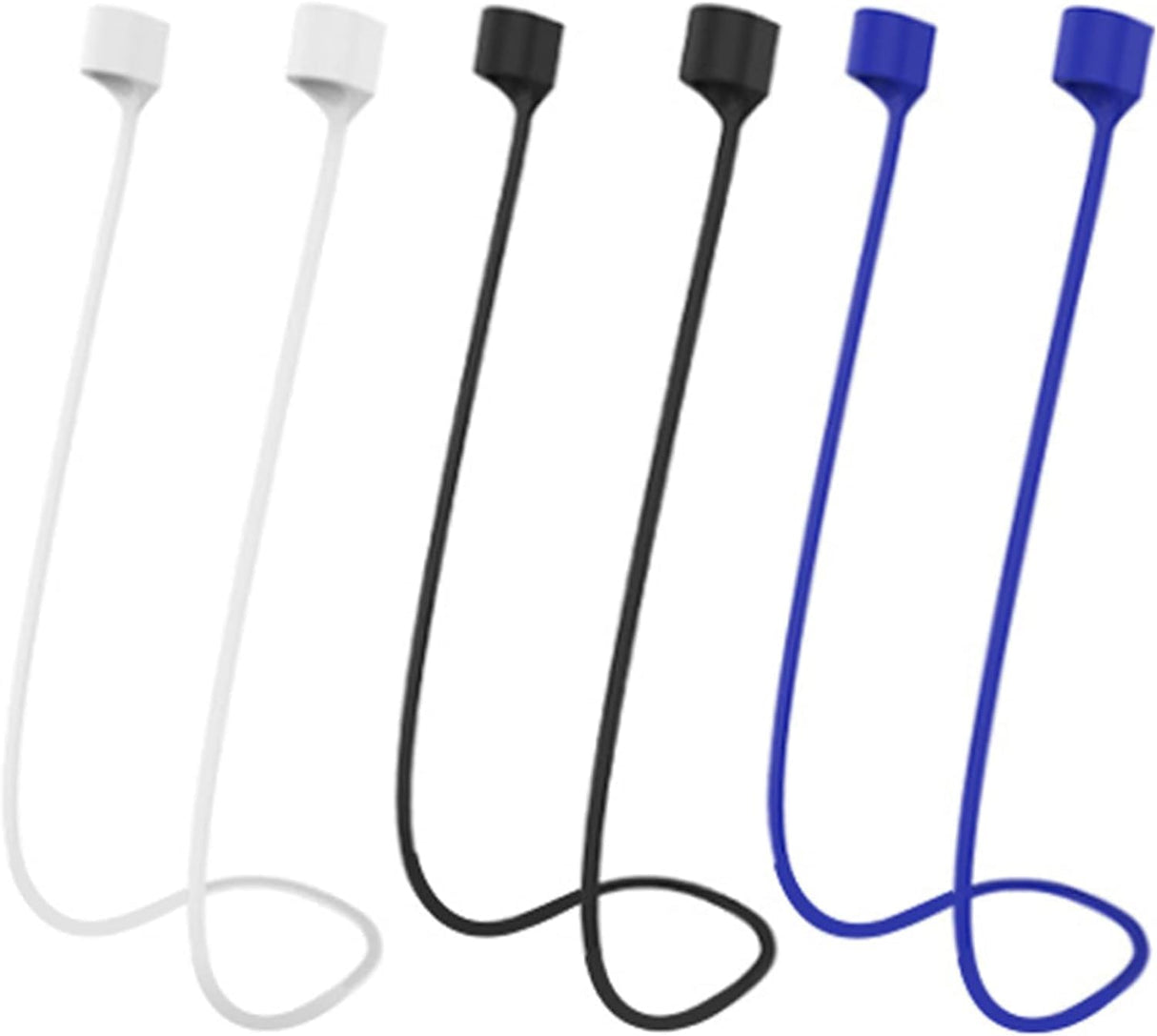 Airpod Strap,Magnetic Anti-Lost Air Pod Neck Strap Lanyard for AirPods 4/3/2/1,AirPod Pro 2/1 Soft Silicone Airpods Accessories Holder Strap for Running,Fitness,Dancing(White/Blue/Black)