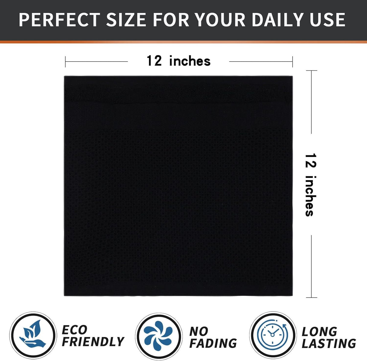 Homaxy 100% Cotton Dish Cloths, 8 Pack - 12 x 12 Inches, Black and Kitchen Towels and Dishcloths Set, 12 x 12 and 13 x 28 Inches, White & Black