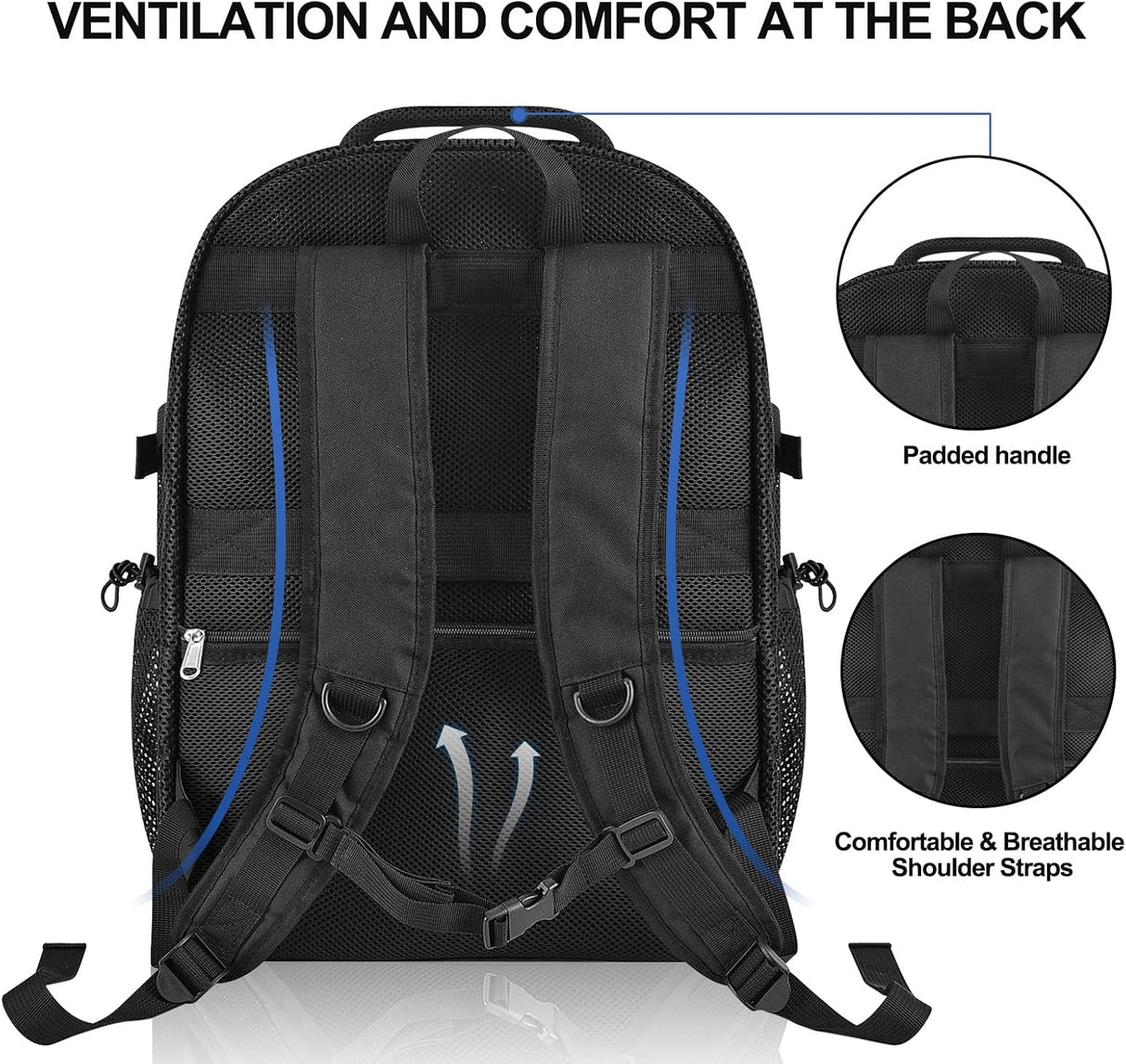 Heavy Duty X-Large Mesh Backpacks for Adults,Semi-Transparent college Backpacks with Rain cover for School, Beach, and Travel (X-Large)