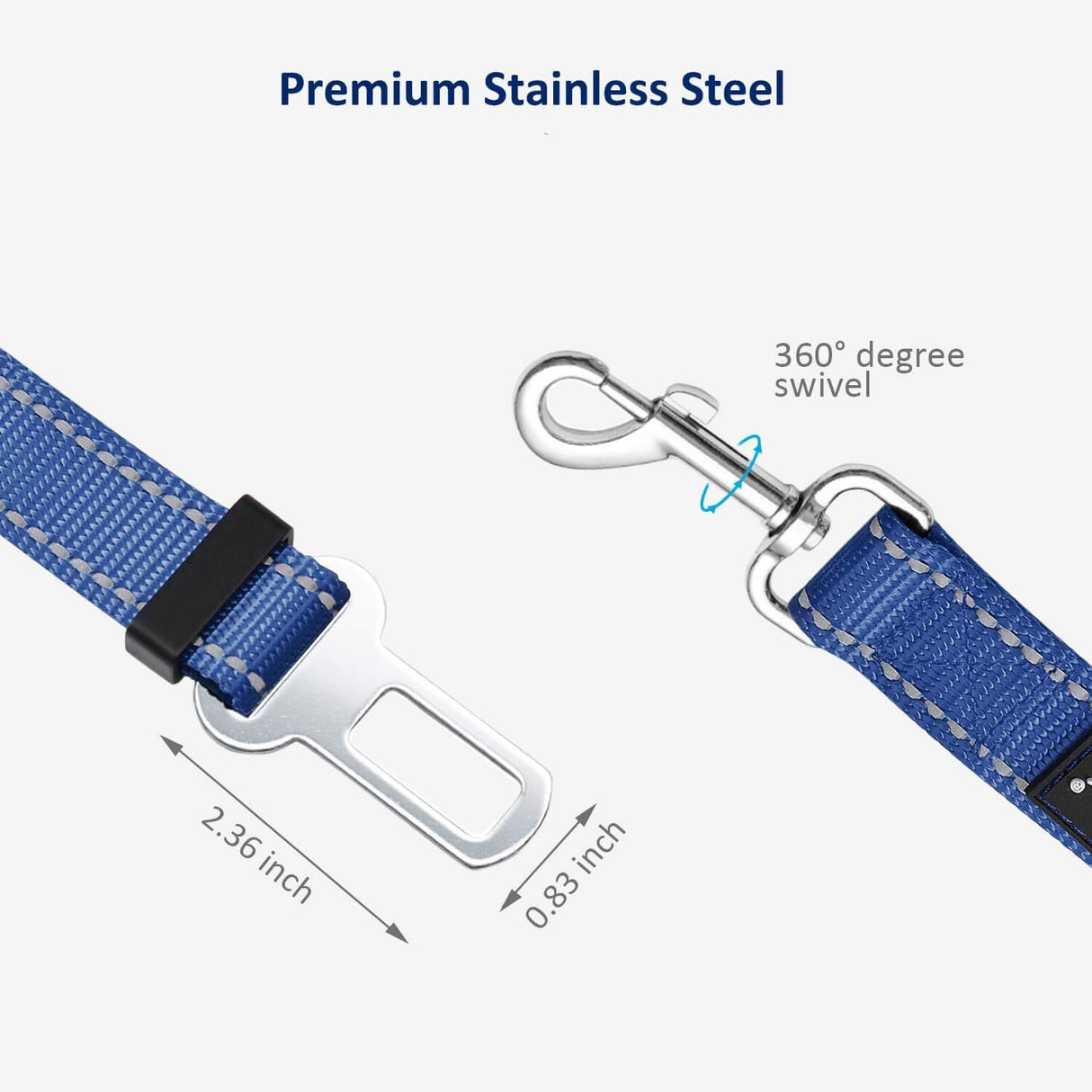Dogs Cats Car Seat Belts, 2 Packs, Vehicle Harness, Pets Safety Seatbelts, Elastic, Adjtable, Compatibility, Durable Nylon, Paw safe, Tangle Free Black & Blue