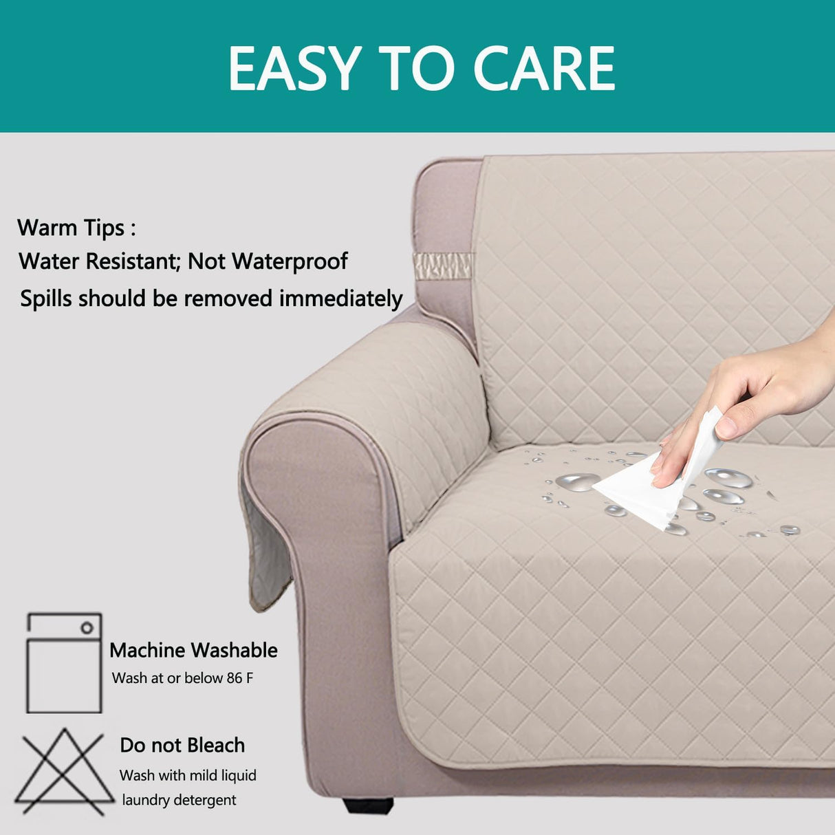 UNICE Home Reversible Sofa Cover Bundle Loveseat Cover(Sofa+Loveseat, Beige)