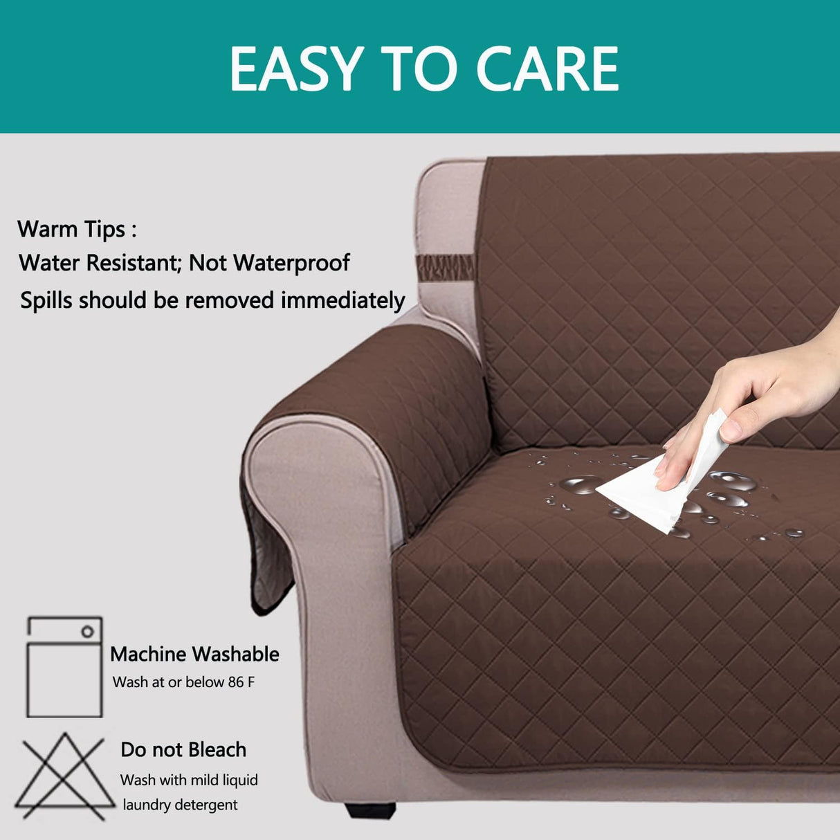 UNICE Home Reversible Loveseat Cover Bundle Oversized Couch Cover(XL Sofa+Loveseat, Coffee)