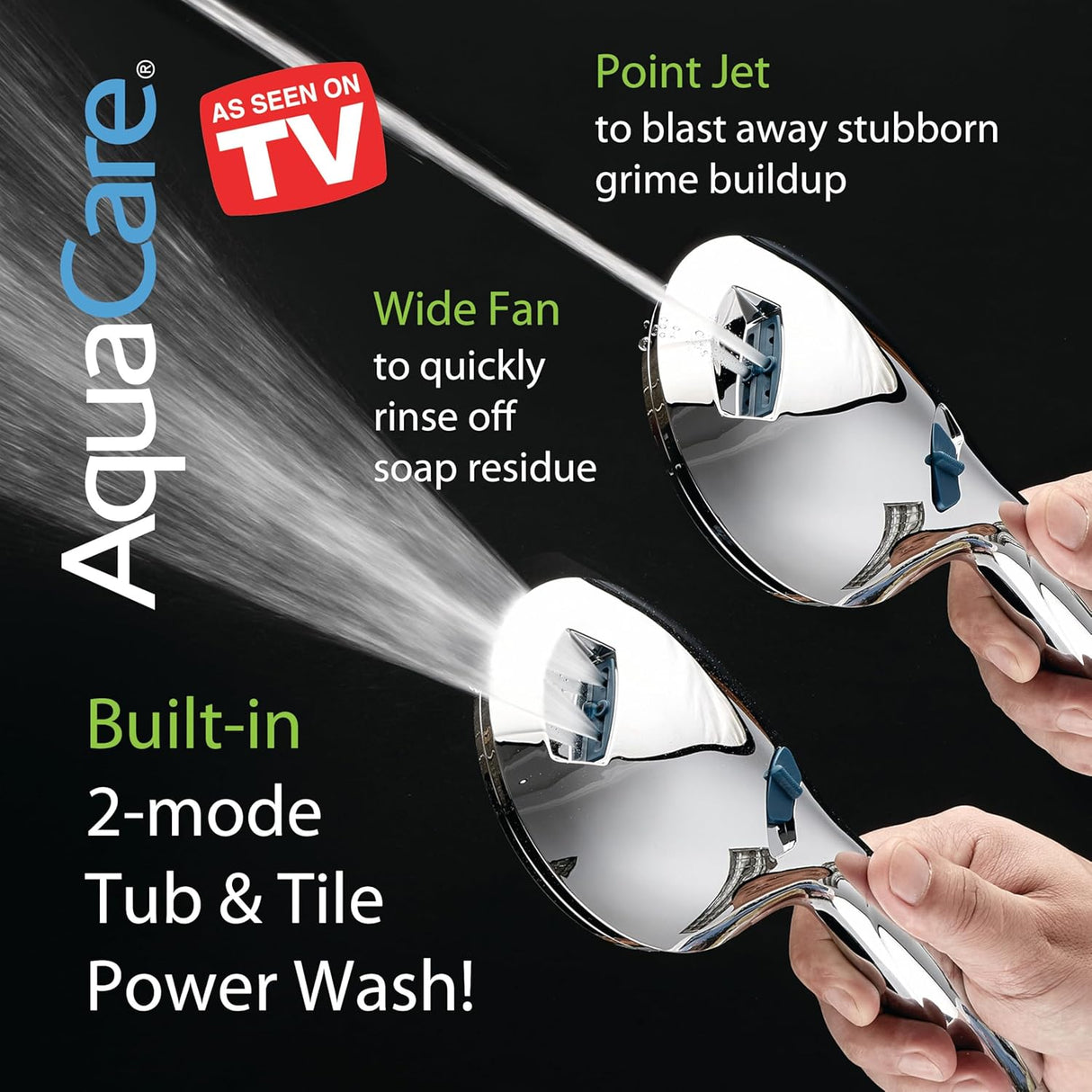AquaCare As-Seen-On-TV High Pressure 48-setting Rain & Handheld 3-way Shower Head Combo - Anti-clog Nozzles/Tub, Tile & Pet Power Wash/Extra Long 6 ft. Hose/All Chrome Finish