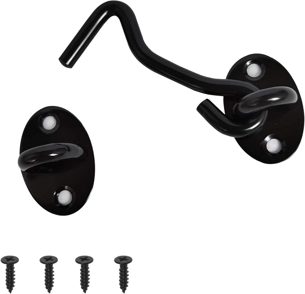 3-inch Heavy Duty Hook and Eye Latch - 1x Barn Door Lock, 4X Mounting Screws - Stainless Steel Hooks for Door, Windows, Sheds, Fences, Gates, Closets, Cabinets