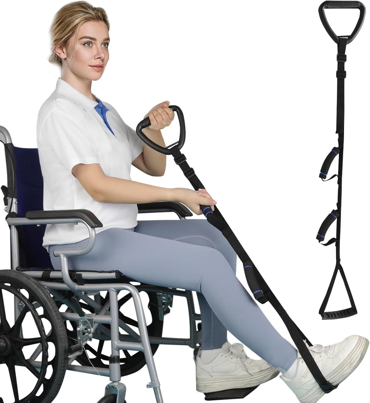 Long Leg Lifter, Leg Lifter Strap Rigid with Large Foot Loop, Legs Strap Lift for Get in and Out of Bed,Car,Wheelchair for Disables and Elderly,Foot Straps,Legs Aid Lift aids (25.5in-56in)