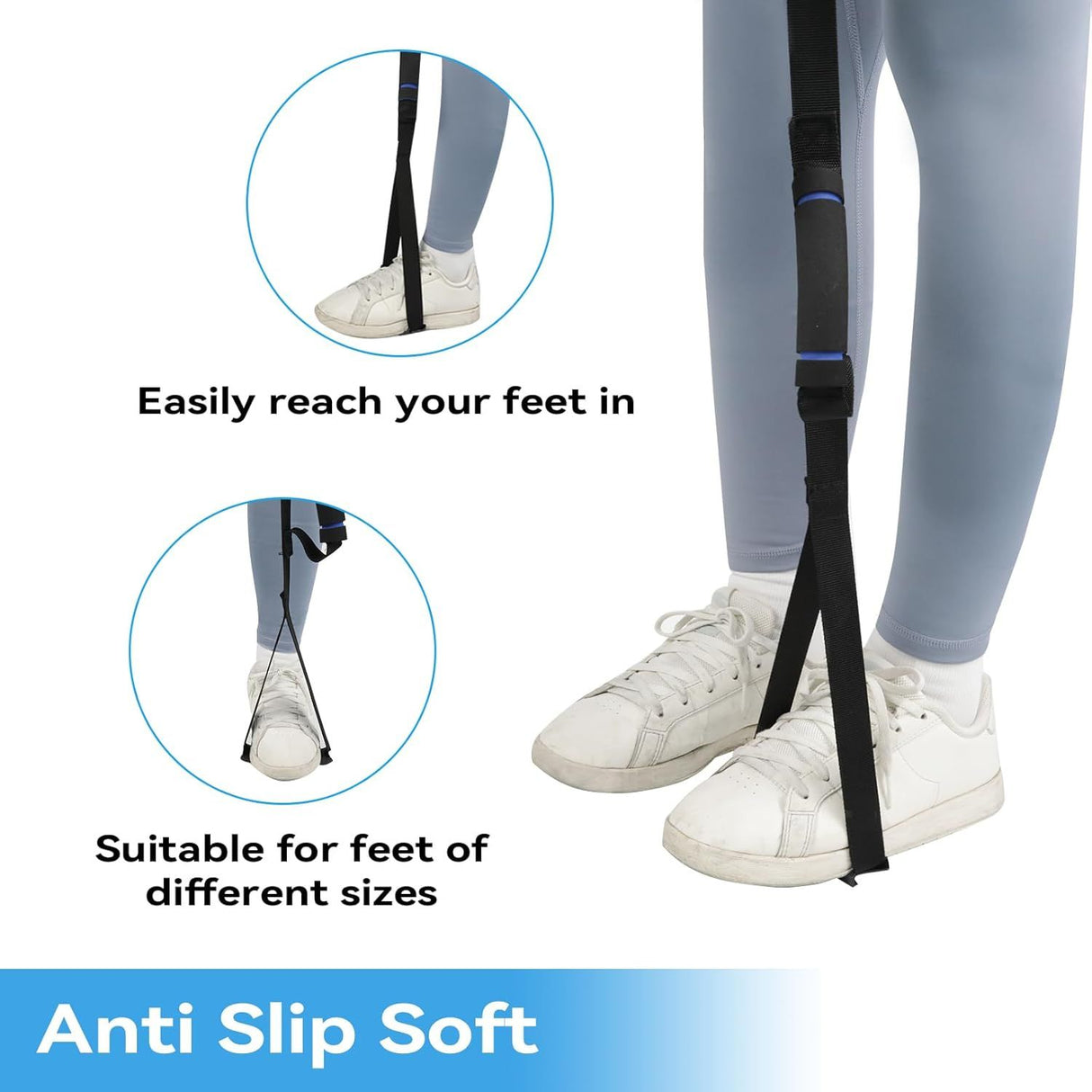 Long Leg Lifter, Leg Lifter Strap Rigid with Large Foot Loop, Legs Strap Lift for Get in and Out of Bed,Car,Wheelchair for Disables and Elderly,Foot Straps,Legs Aid Lift aids (25.5in-56in)