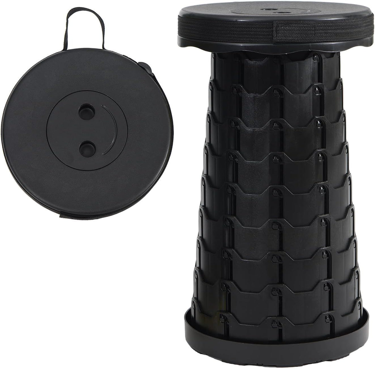 Portable Telescoping Foldable Stool - Lightweight, Outdoor Essential for Camping, Picnicking, Park Leisure, Fishing, Hiking & BBQ (Black)